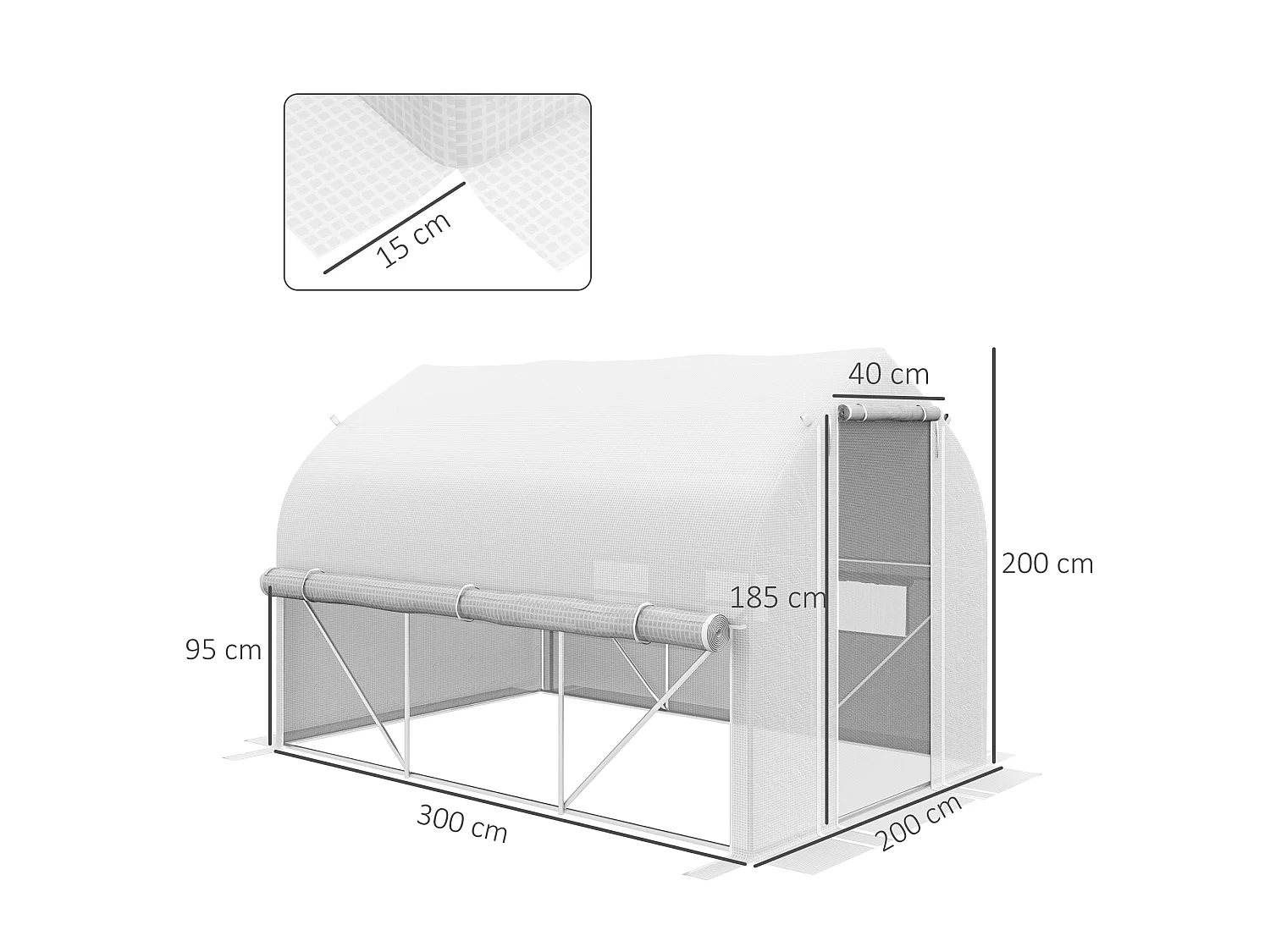 Outsunny 3 x 2m Walk-in Tunnel Greenhouse, Roll Up Sidewalls, Mesh Door