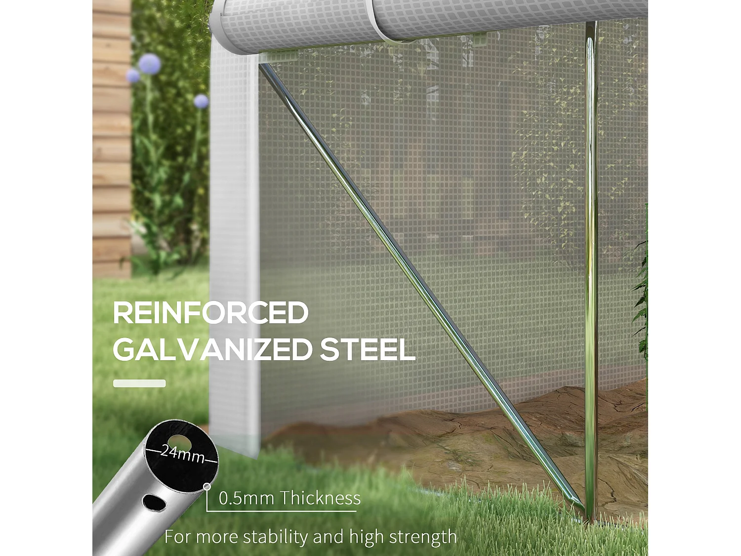 Outsunny 3 x 2m Walk-in Tunnel Greenhouse, Roll Up Sidewalls, Mesh Door