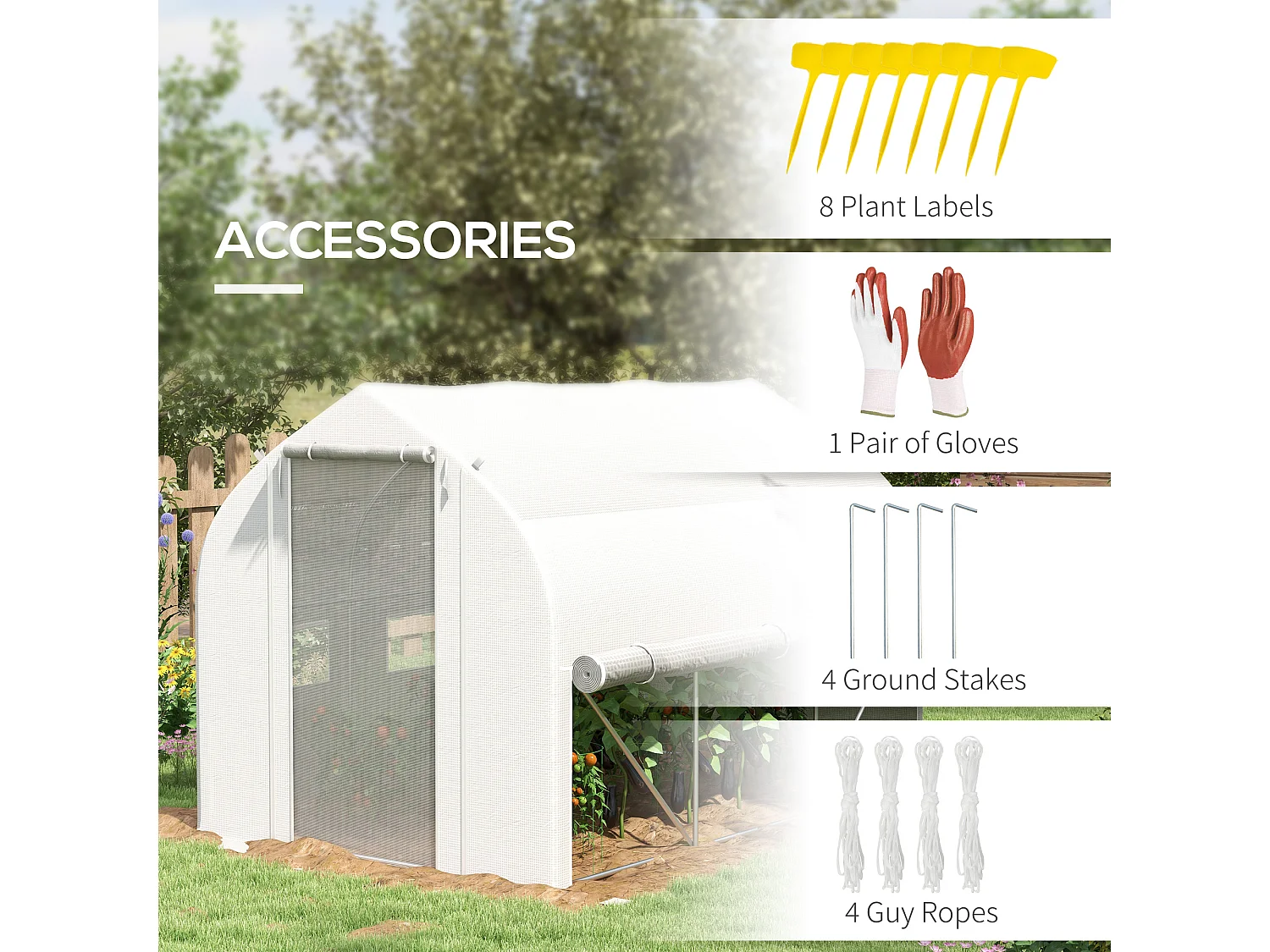 Outsunny 3 x 2m Walk-in Tunnel Greenhouse, Roll Up Sidewalls, Mesh Door