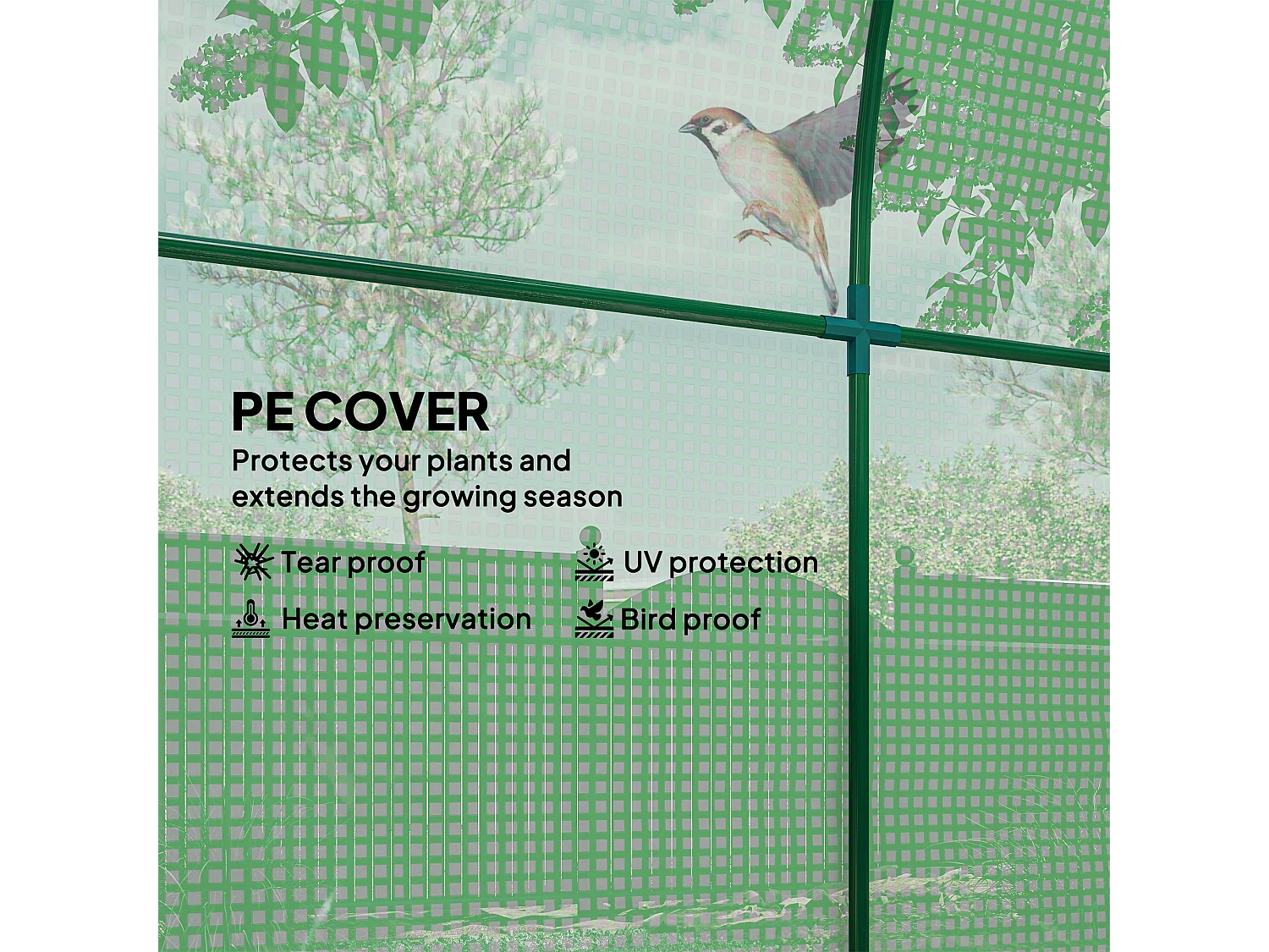 Outsunny Walk in Polytunnel Greenhouse with Roll-up Window and Door, Green