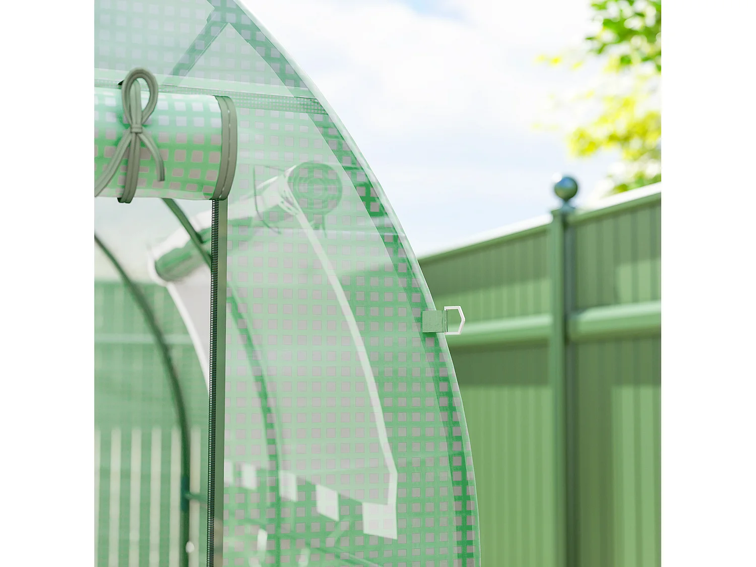 Outsunny Walk in Polytunnel Greenhouse with Roll-up Window and Door, Green