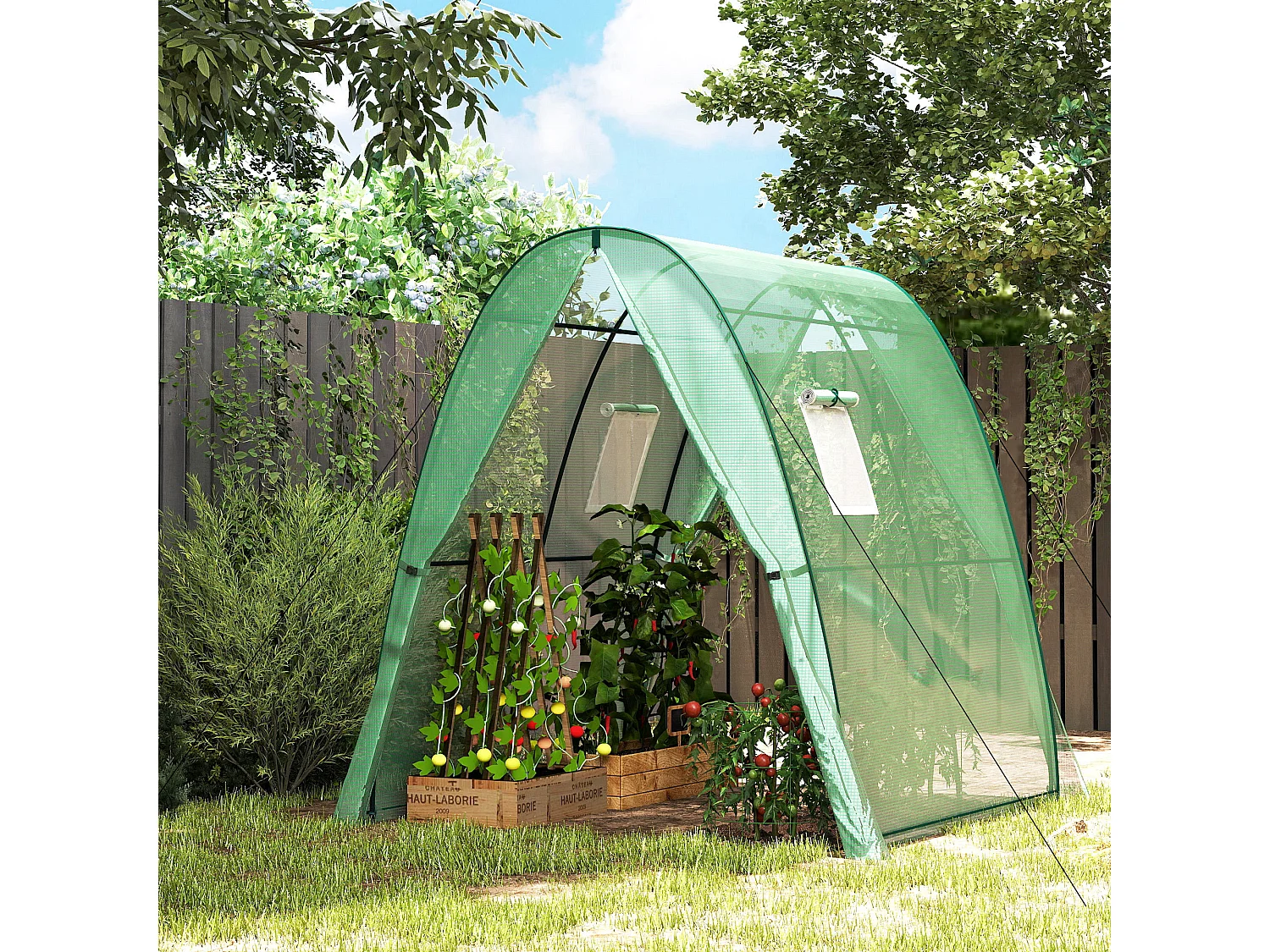 Outsunny Portable Greenhouse Gardening Plant Hot House with 2 Doors, Green
