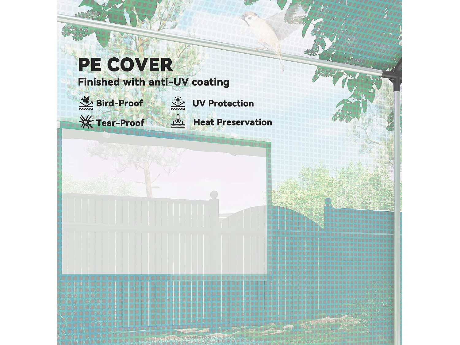 Outsunny Tunnel Greenhouse with PE Cover, Wide Door, 2 x 3 m, Green
