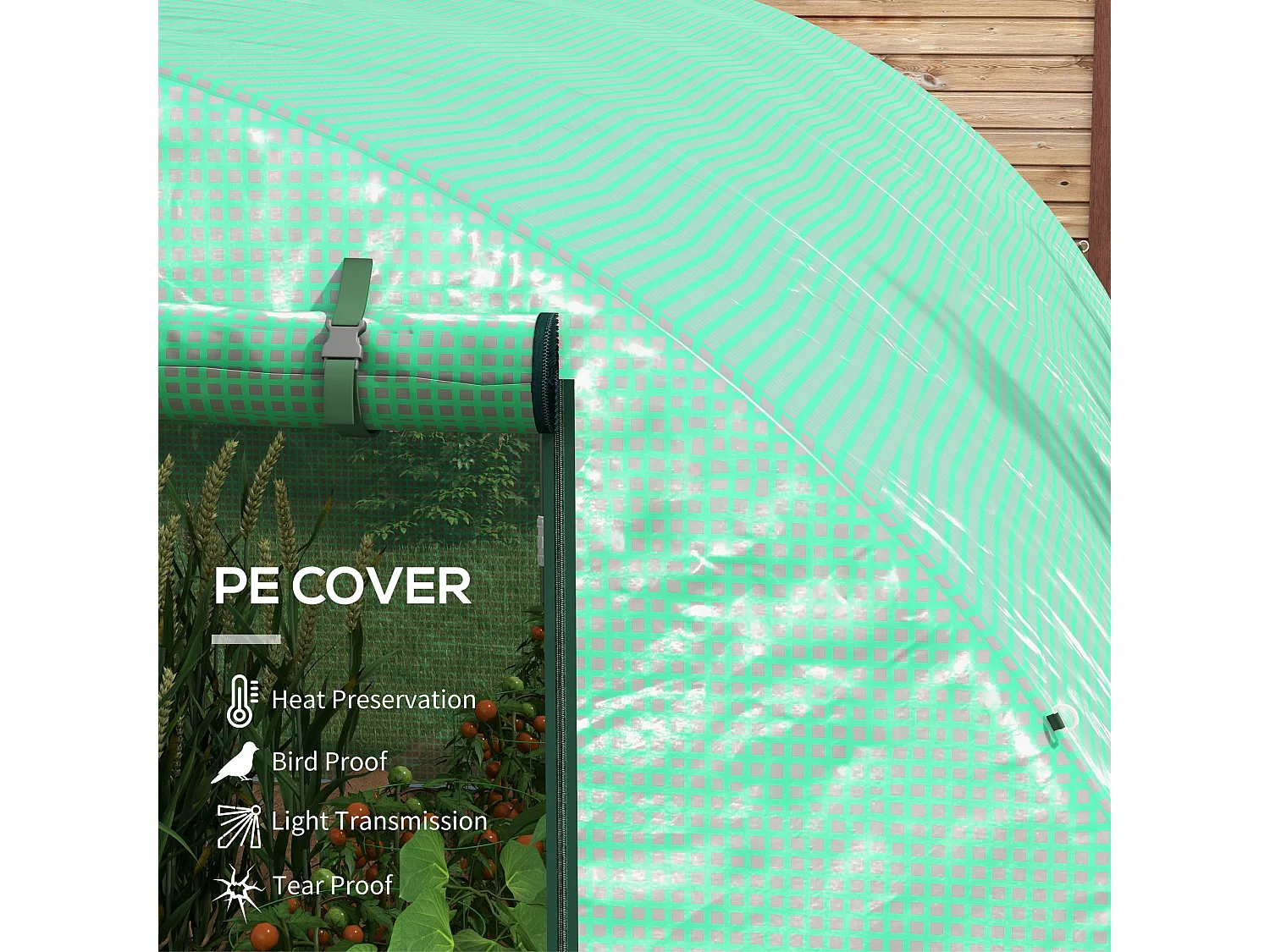 Outsunny Polytunnel Green House with Sprinkler System, Wide Door, 4 x 3(m)