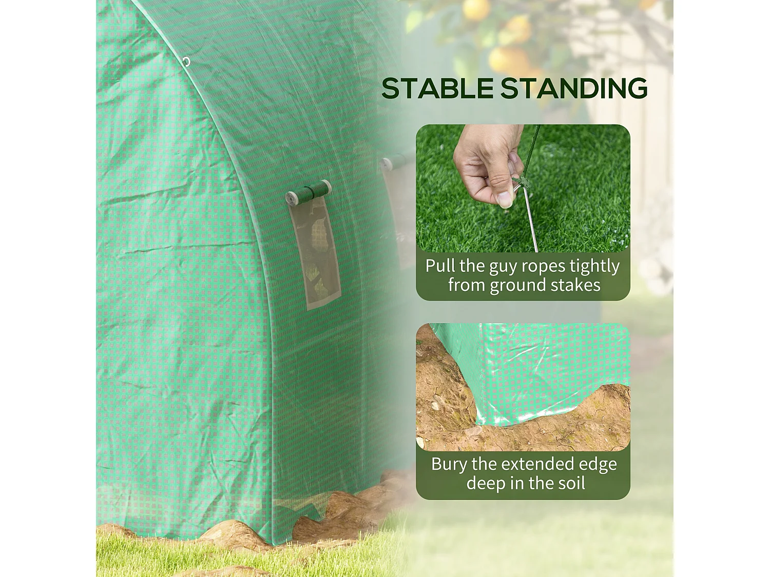 Outsunny Polytunnel Green House with Sprinkler System, Wide Door, 4 x 3(m)