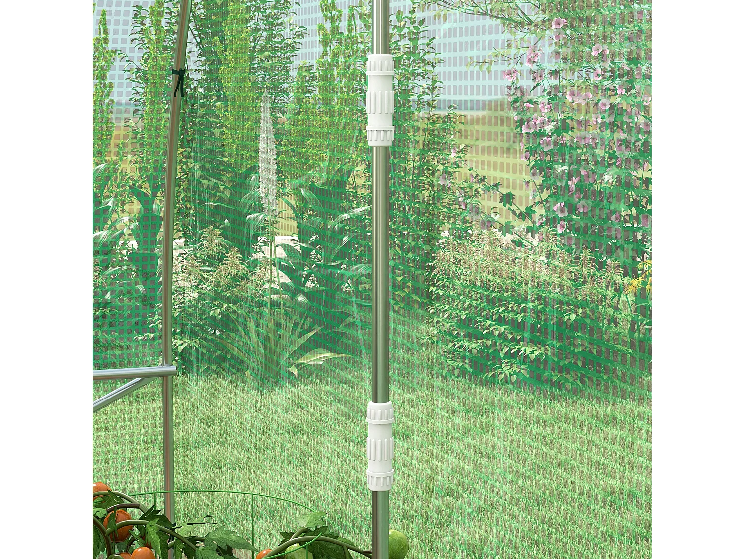 Outsunny Polytunnel Green House with Sprinkler System, Wide Door, 4 x 3(m)