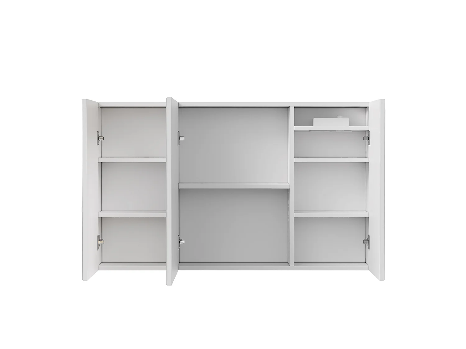 Miroir de toilette murale 3 portes avec miroir LED 3 couleurs et anti-buée, étagères réglables-buée avec étagère intégrée- 60 x 100 cm