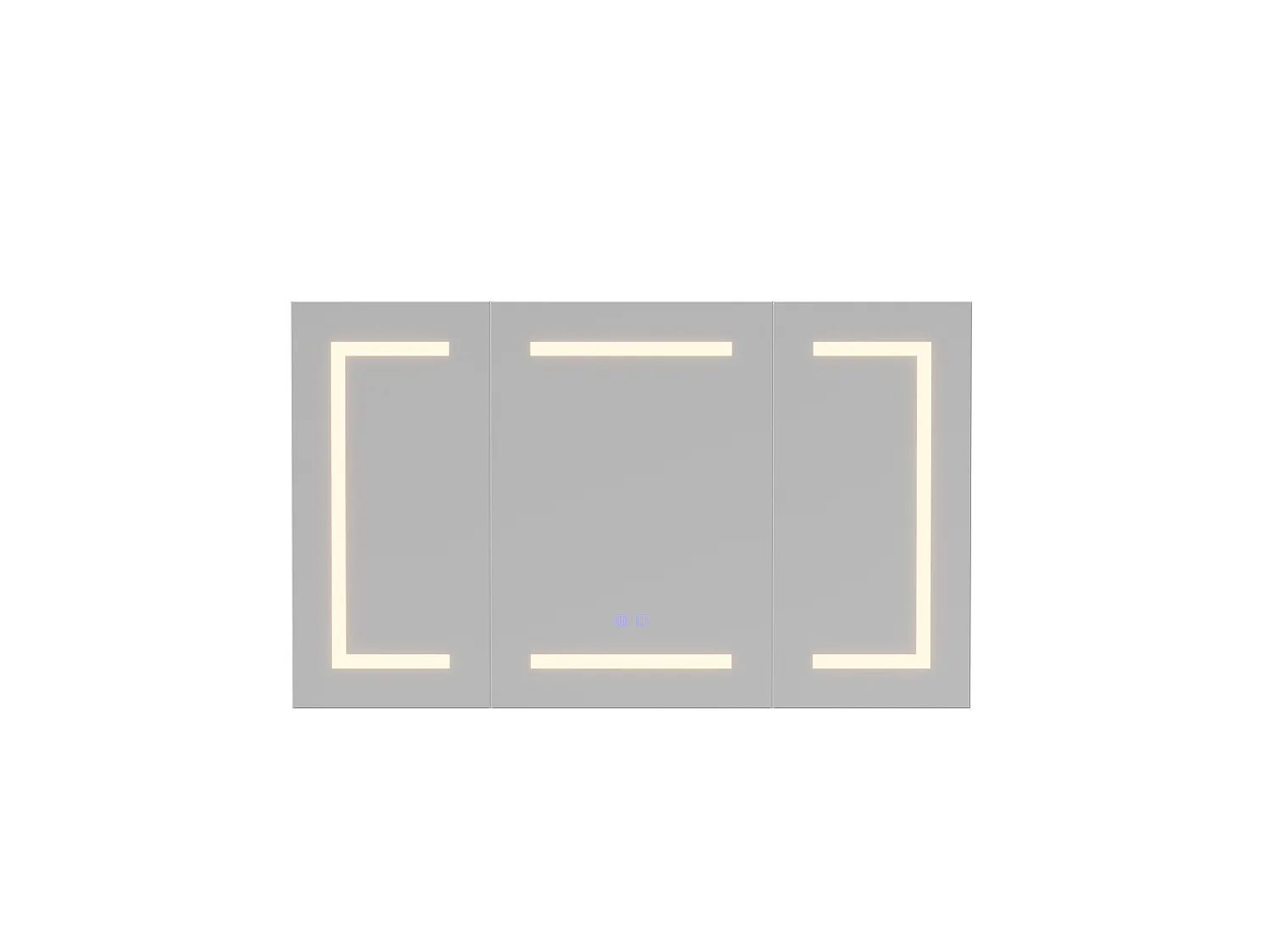 Miroir de toilette murale 3 portes avec miroir LED 3 couleurs et anti-buée, étagères réglables-buée avec étagère intégrée- 60 x 100 cm