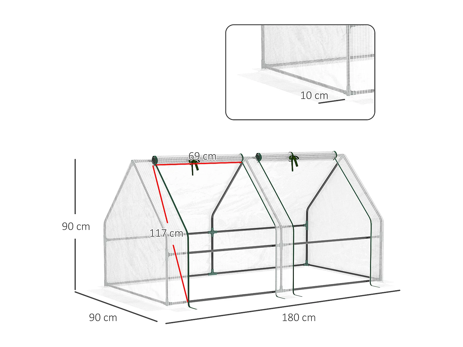 Outsunny Mini Small Greenhouse with Steel Frame & PE Cover & Window, White
