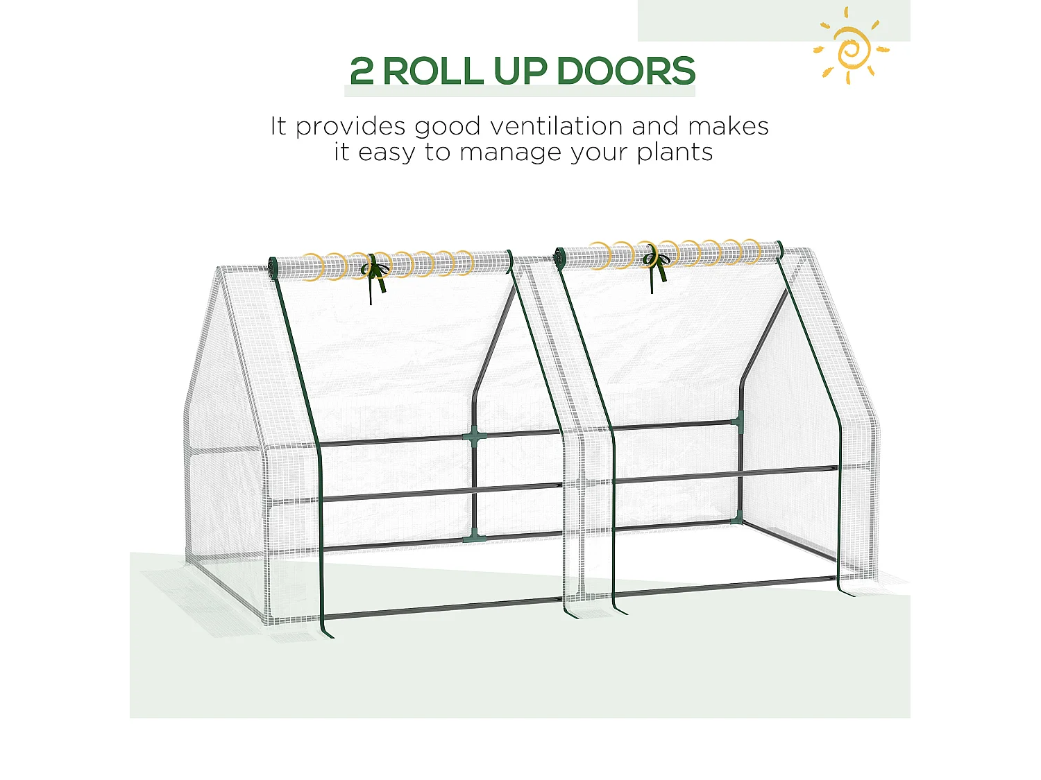 Outsunny Mini Small Greenhouse with Steel Frame & PE Cover & Window, White