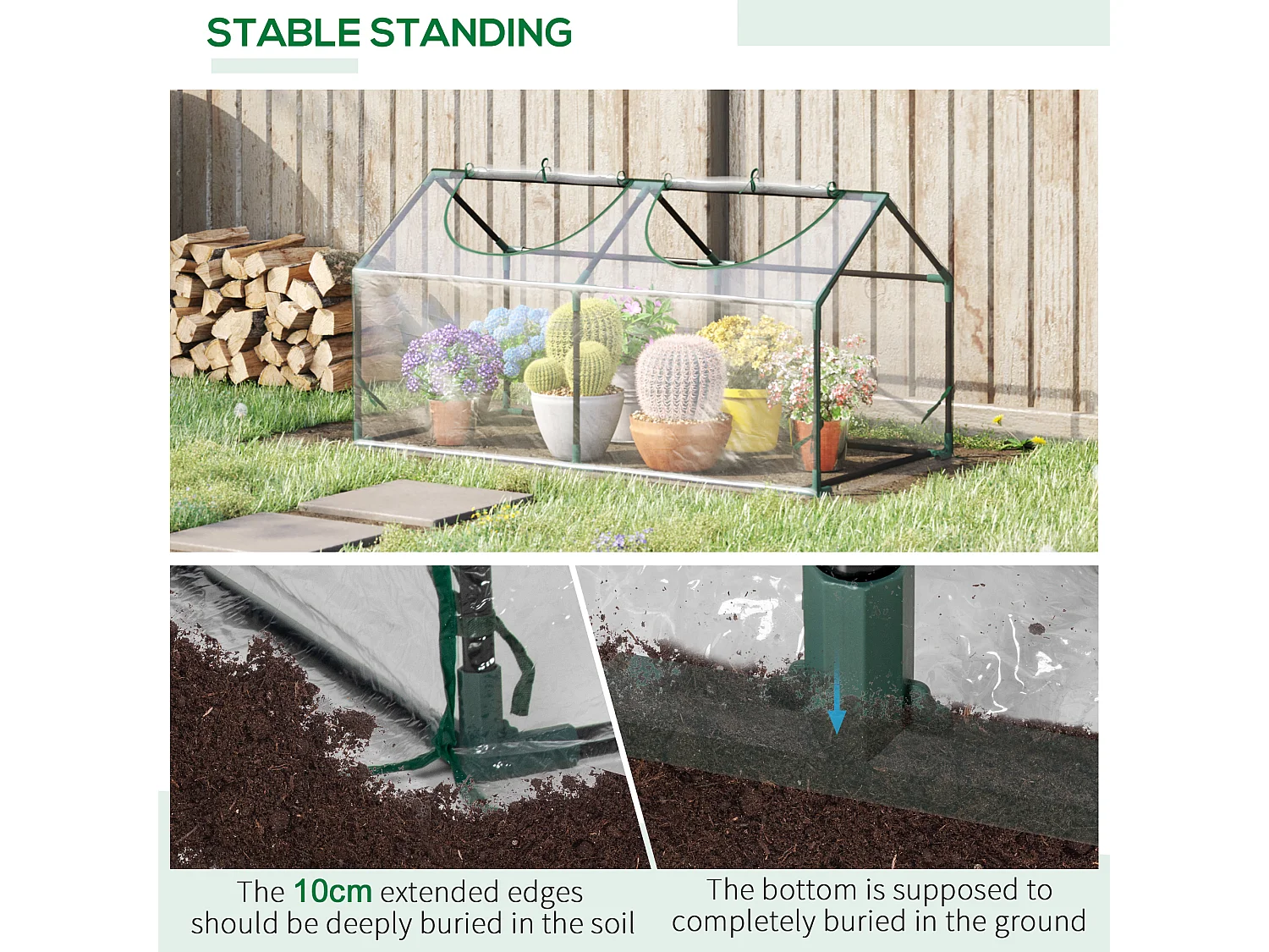 Outsunny Greenhouse Plants Foil Tomato Vegetable House W/ 2 Windows Clear