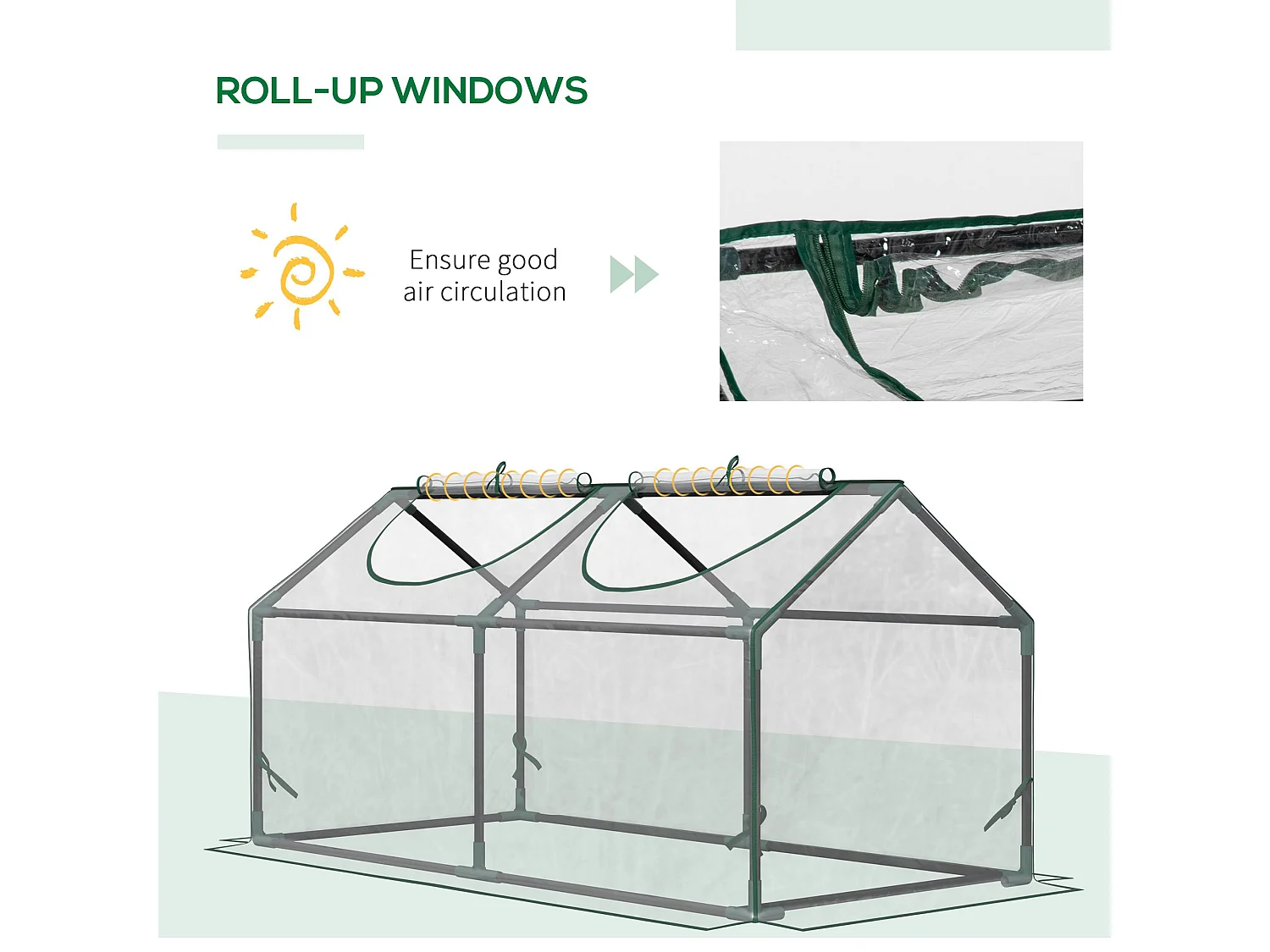 Outsunny Greenhouse Plants Foil Tomato Vegetable House W/ 2 Windows Clear