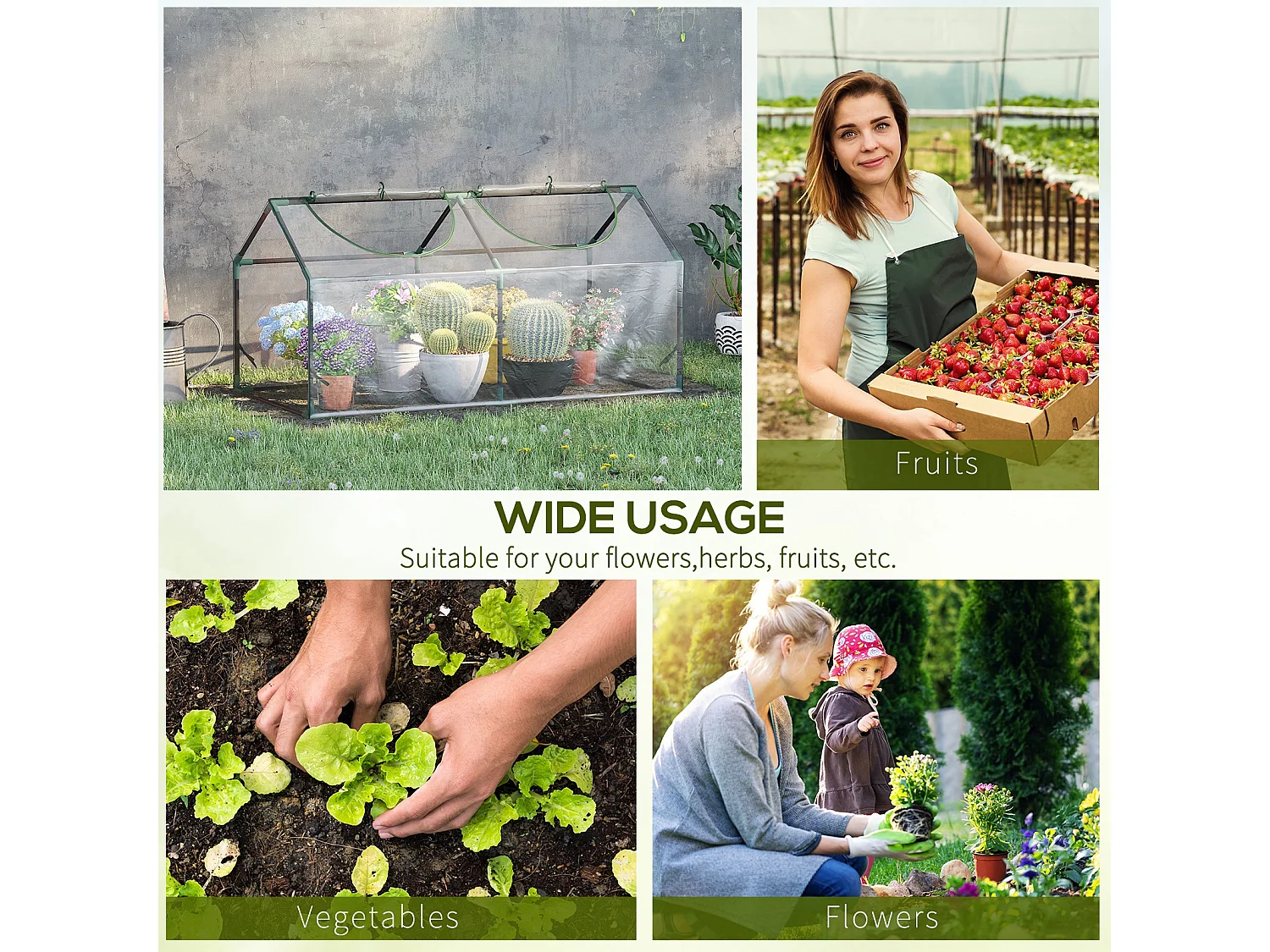 Outsunny Greenhouse Plants Foil Tomato Vegetable House W/ 2 Windows Clear