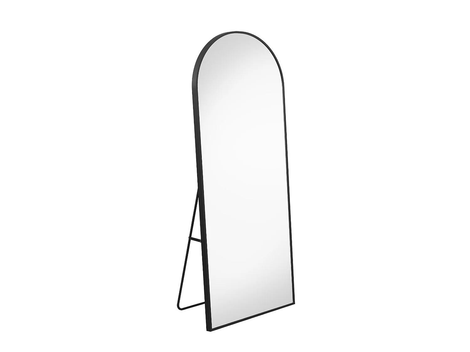 Miroir sur pied incurvé noir 177 x 77  cm - cadre noir- verre trempé - grand miroir plein pied