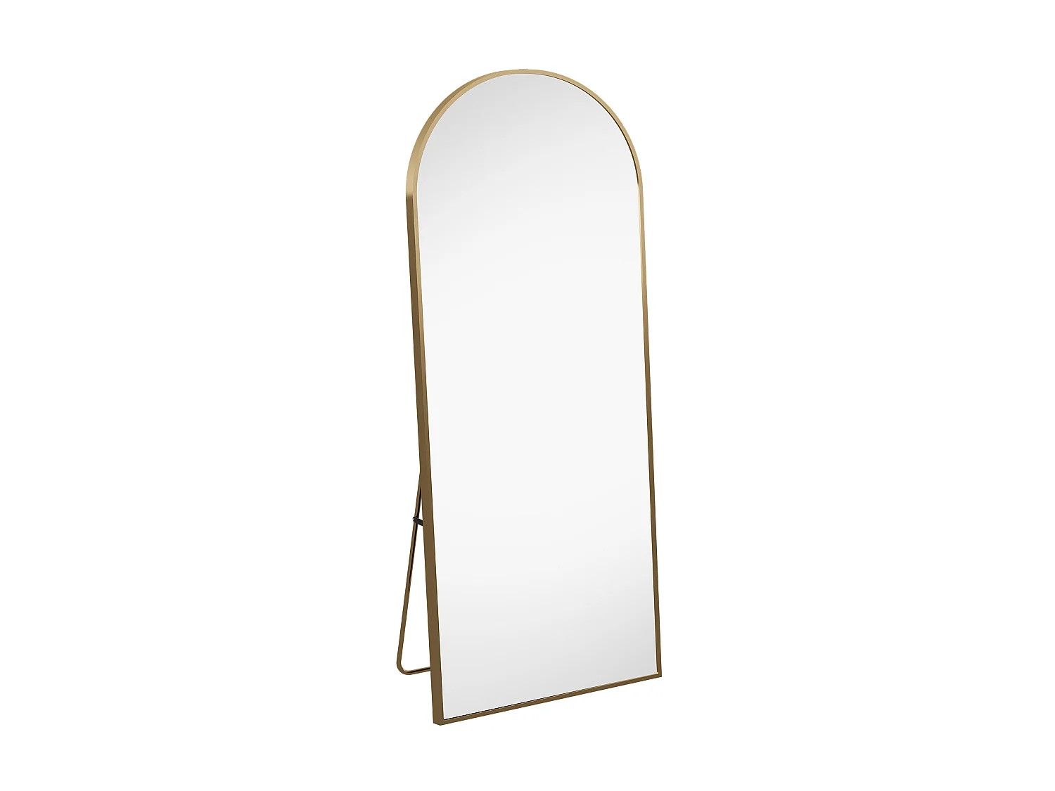 Miroir sur pied incurvé doré 177  x 77 cm - cadre doré- verre trempé - grand miroir plein pied