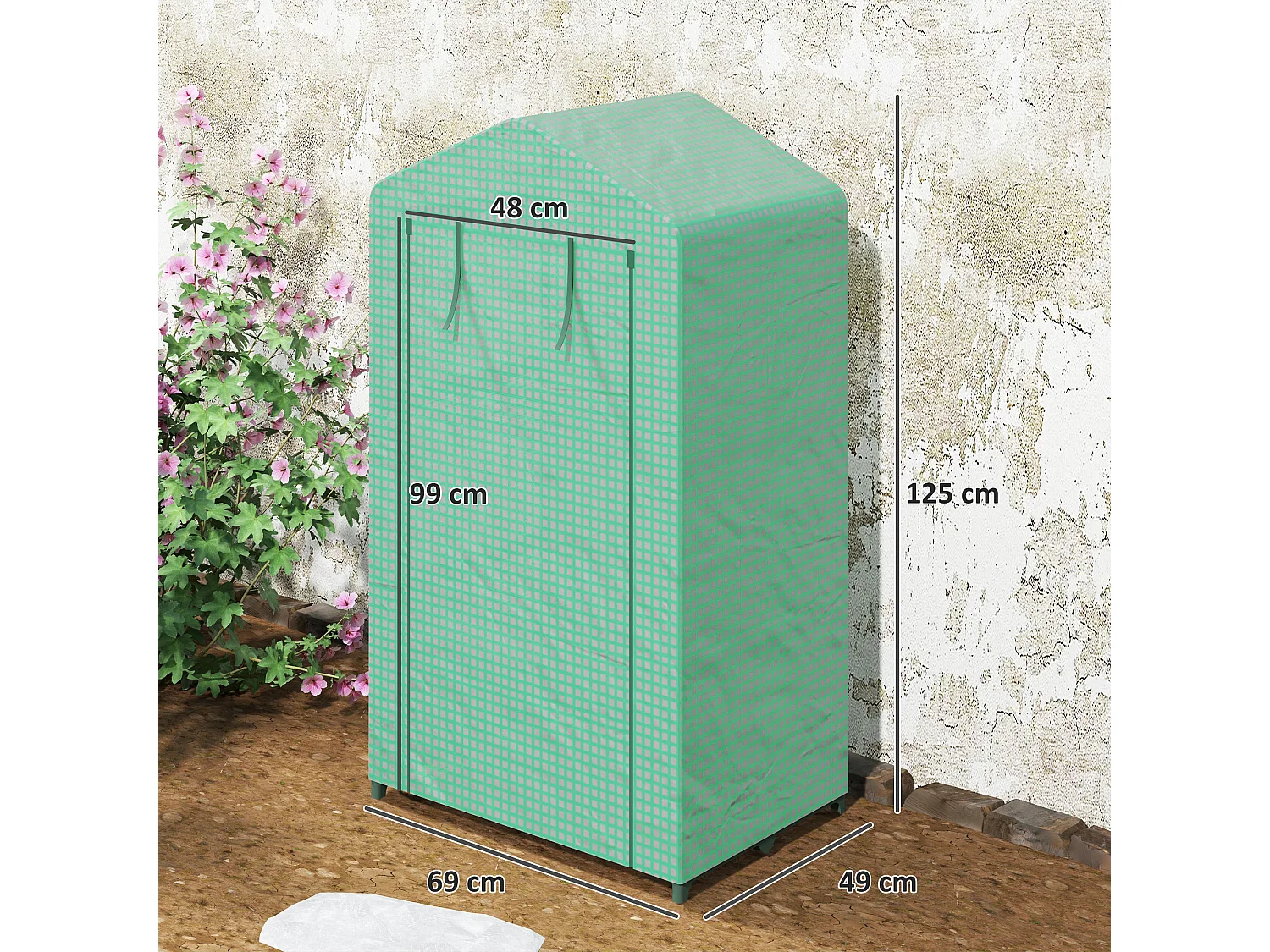 Outsunny 3 Tier Mini Greenhouse Grow House w/ Roll Up Door, Green