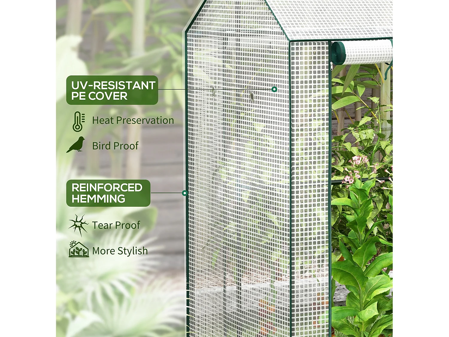 Outsunny Greenhouse with 2 Roll-up Doors and Vent Holes, 100x80x150cm