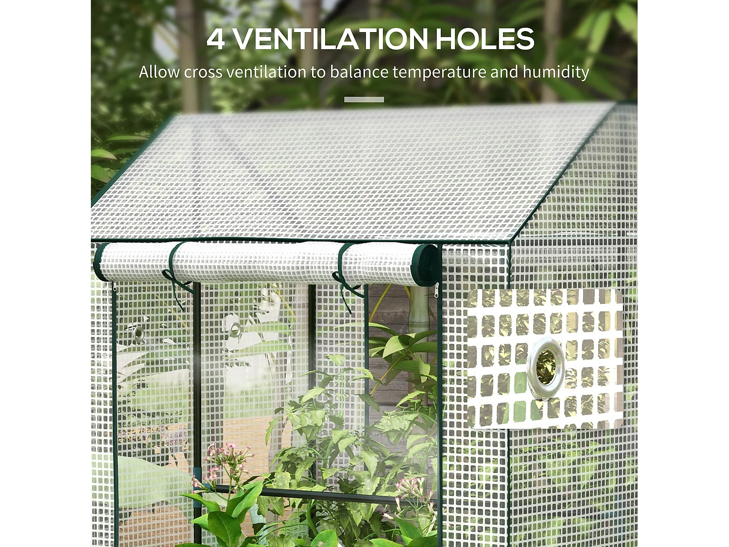 Outsunny Greenhouse with 2 Roll-up Doors and Vent Holes, 100x80x150cm