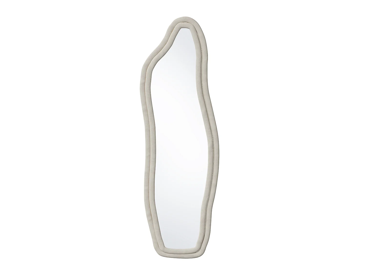 Miroir irrégulier 140×45 cm avec cadre en velours Blanc – Design moderne, verre trempé HD