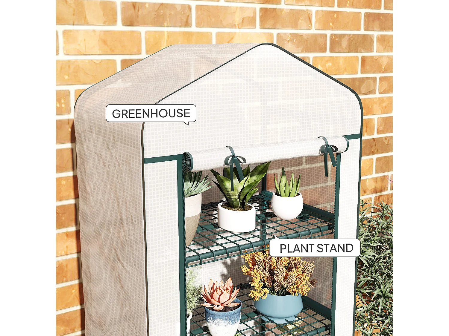 Outsunny Mini Greenhouse 4-Tier Portable Plant House Shed PE Cover, White