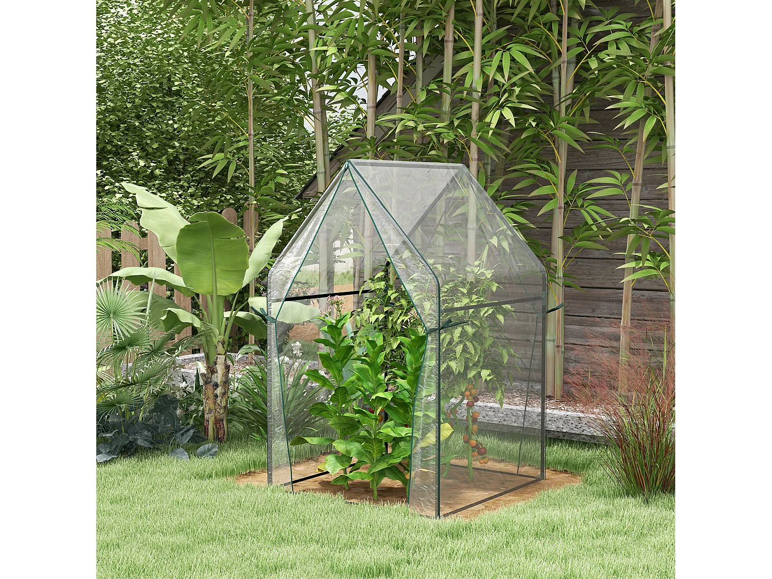 Outsunny Tomato Greenhouse with 2 Zipped Doors, Outdoor Green House, Clear