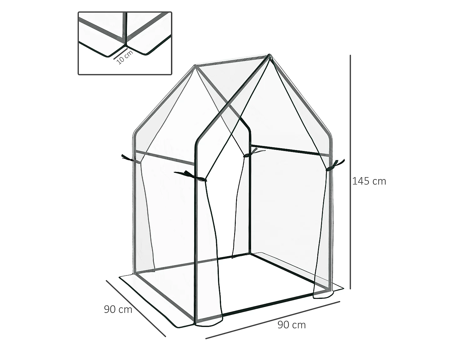 Outsunny Tomato Greenhouse with 2 Zipped Doors, Outdoor Green House, Clear