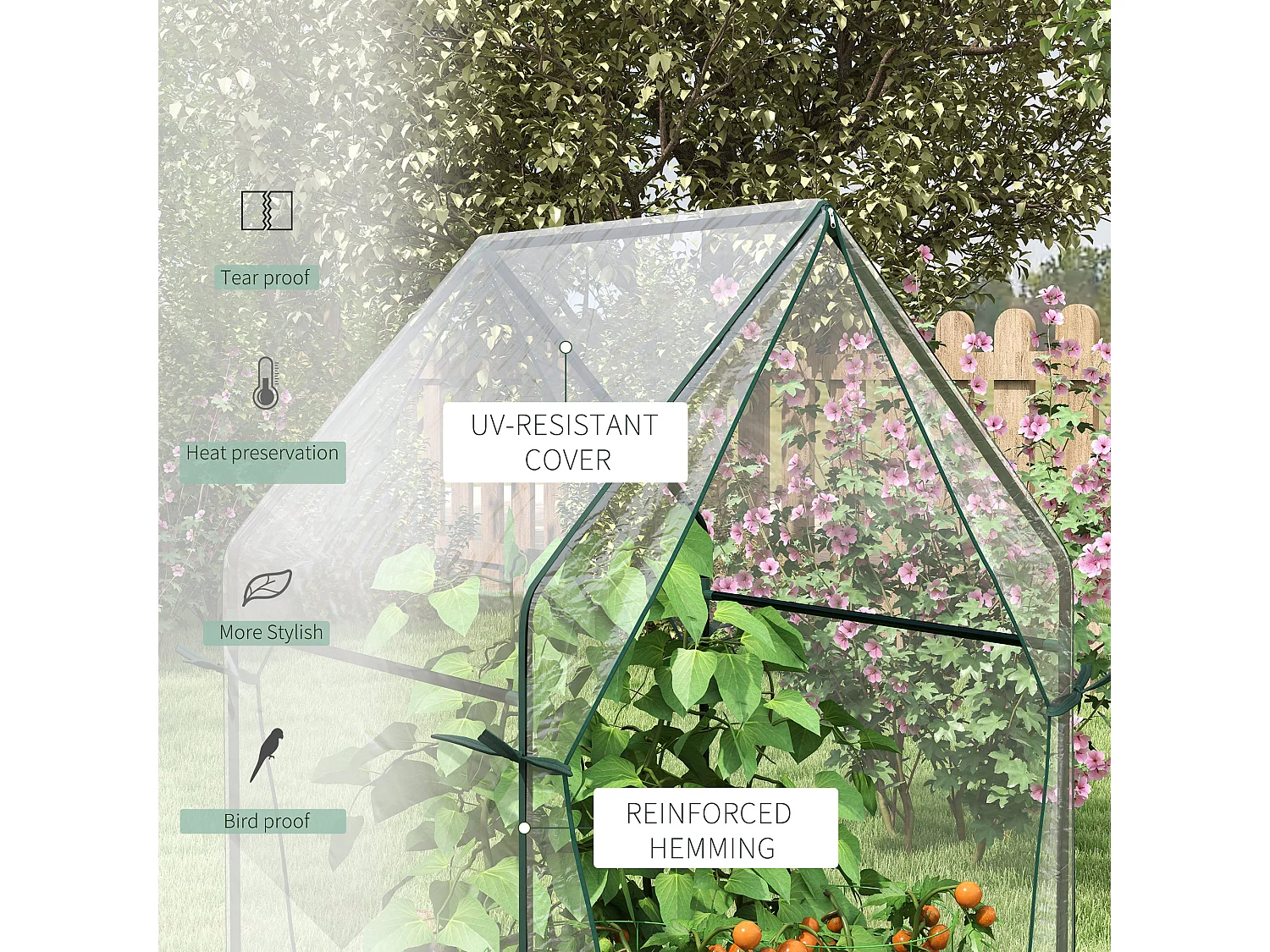Outsunny Tomato Greenhouse with 2 Zipped Doors, Outdoor Green House, Clear