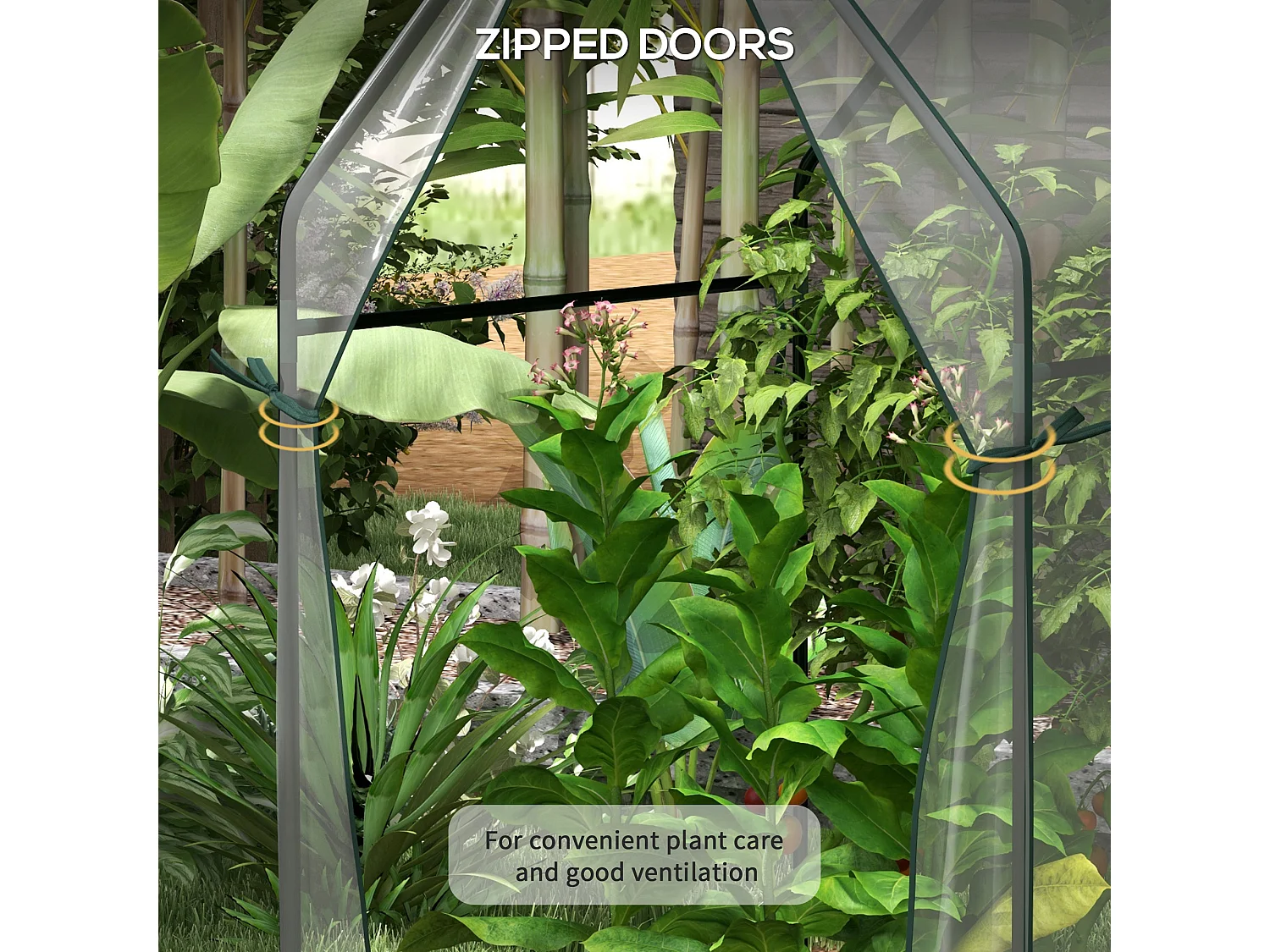 Outsunny Tomato Greenhouse with 2 Zipped Doors, Outdoor Green House, Clear