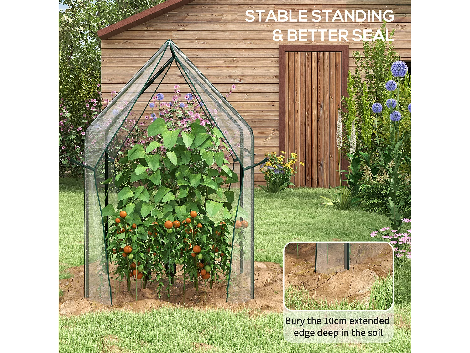 Outsunny Tomato Greenhouse with 2 Zipped Doors, Outdoor Green House, Clear