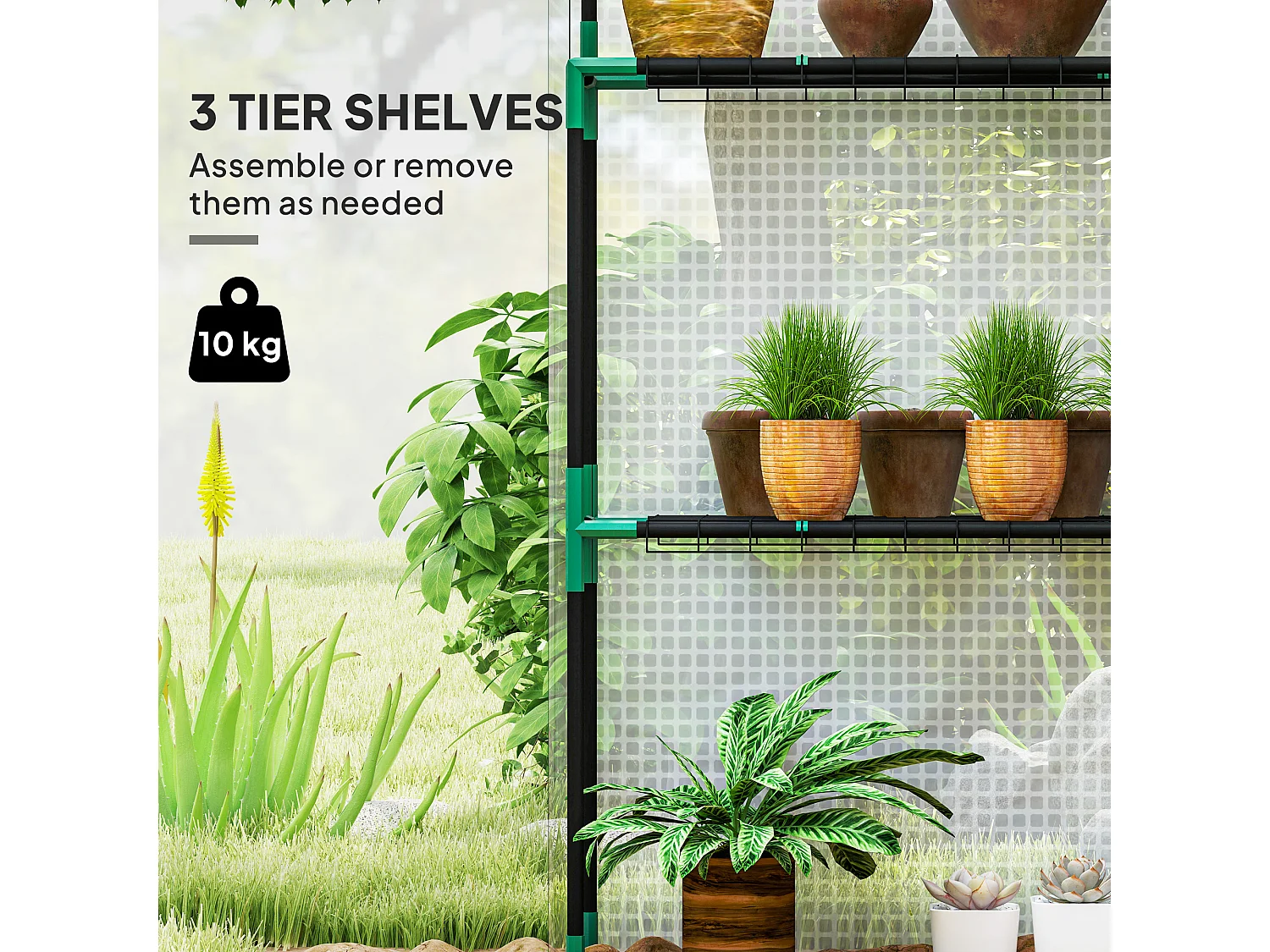 Outsunny Walk-in Greenhouse with 4 Shelves, Outdoor Small Greenhouse, White