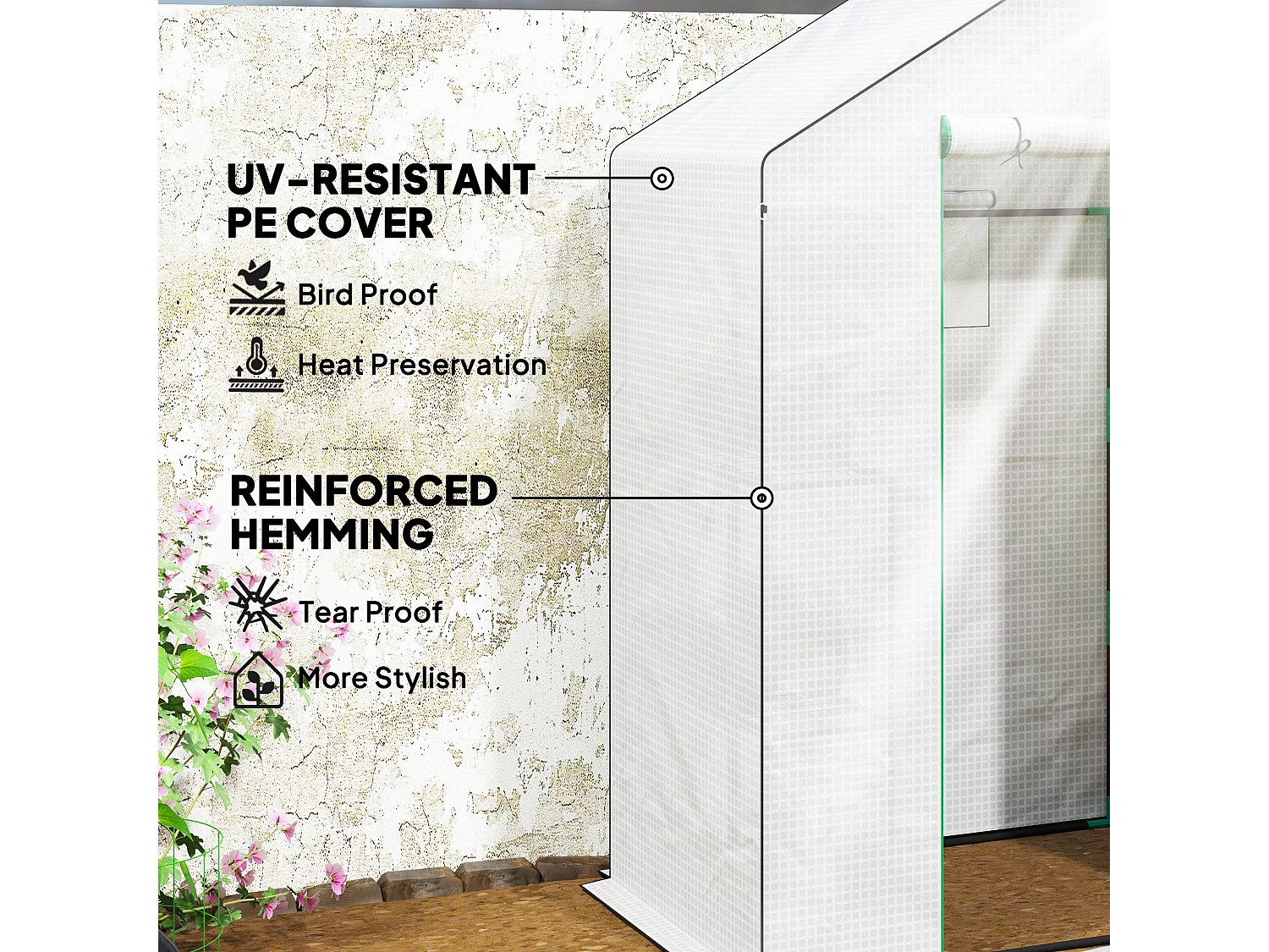 Outsunny Walk-in Greenhouse with 4 Shelves, Outdoor Small Greenhouse, White
