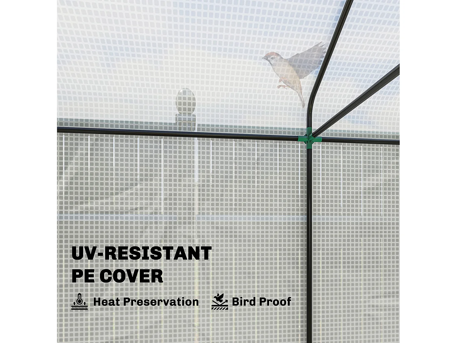 Outsunny Walk-in Greenhouse, Green House with Mesh Windows, White