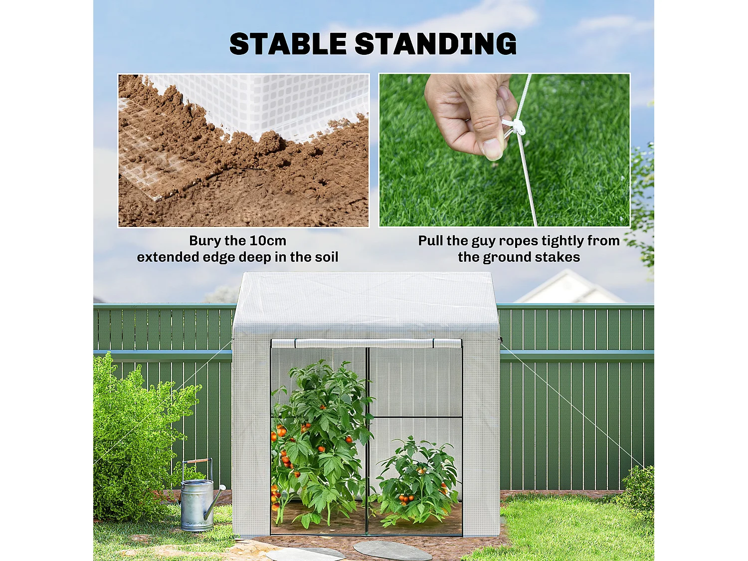 Outsunny Walk-in Greenhouse, Green House with Mesh Windows, White