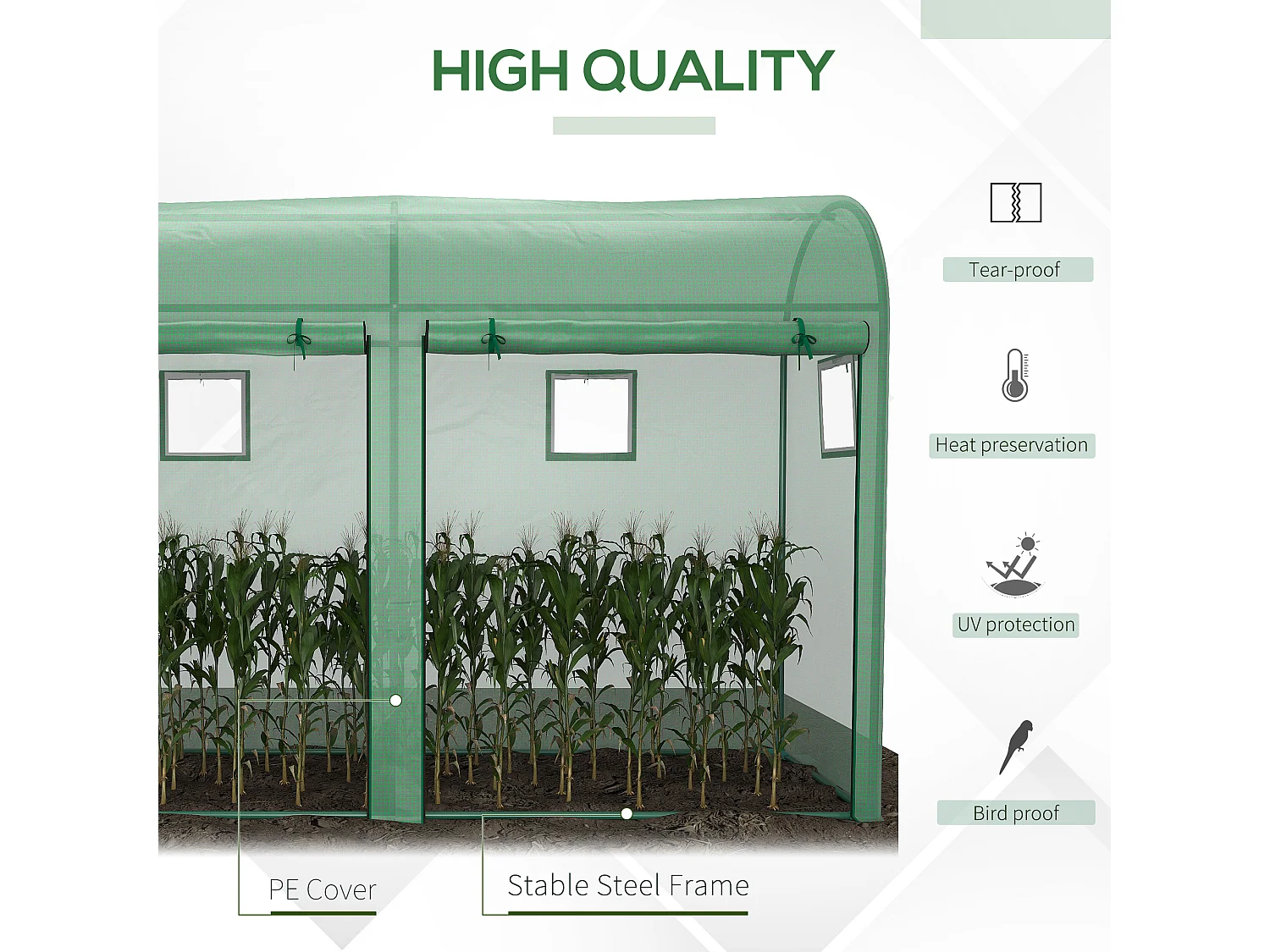 Outsunny Garden Plant Tomato Growth Greenhouse W/ 2 Doors 4 Windows 3 x 1 x 2m