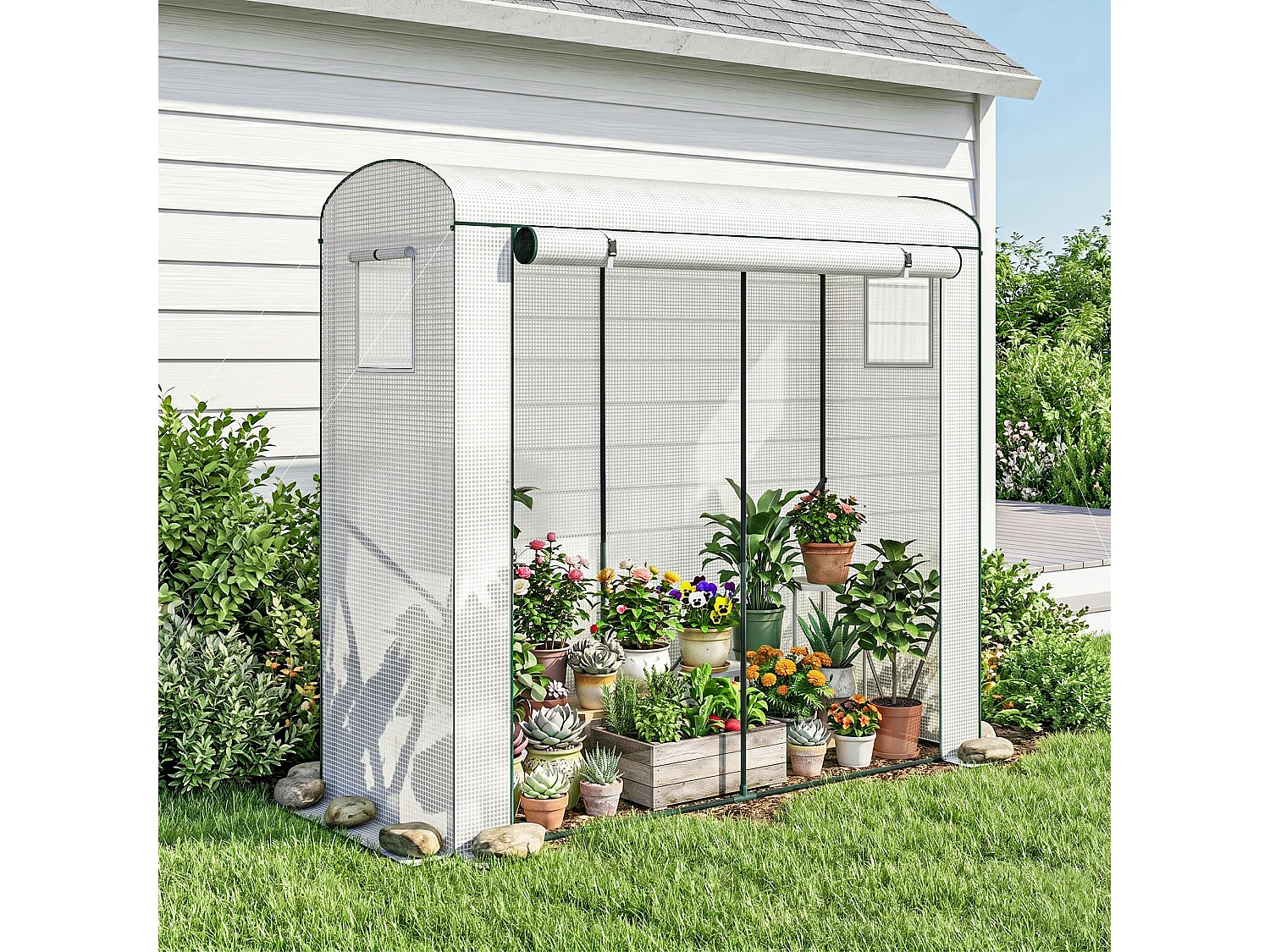 Outsunny Mini Greenhouse, Portable Indoor Outdoor Green House with PE Cover