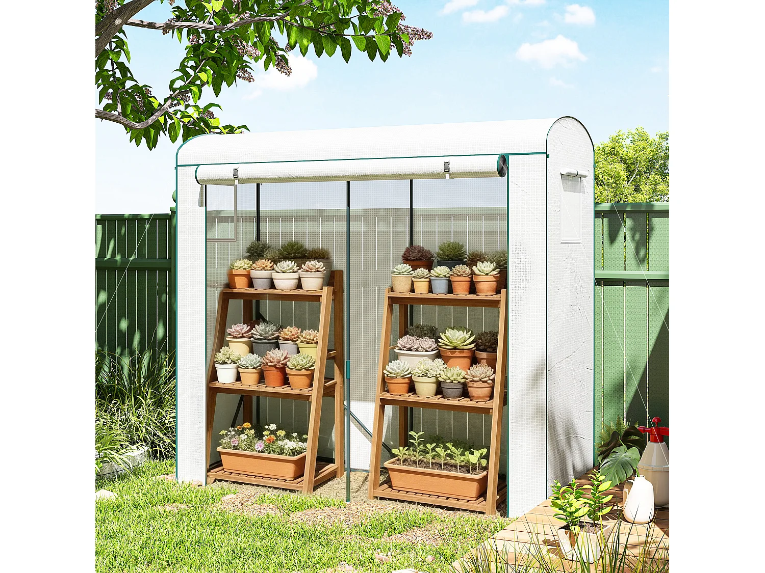Outsunny Mini Greenhouse, Portable Indoor Outdoor Green House with PE Cover