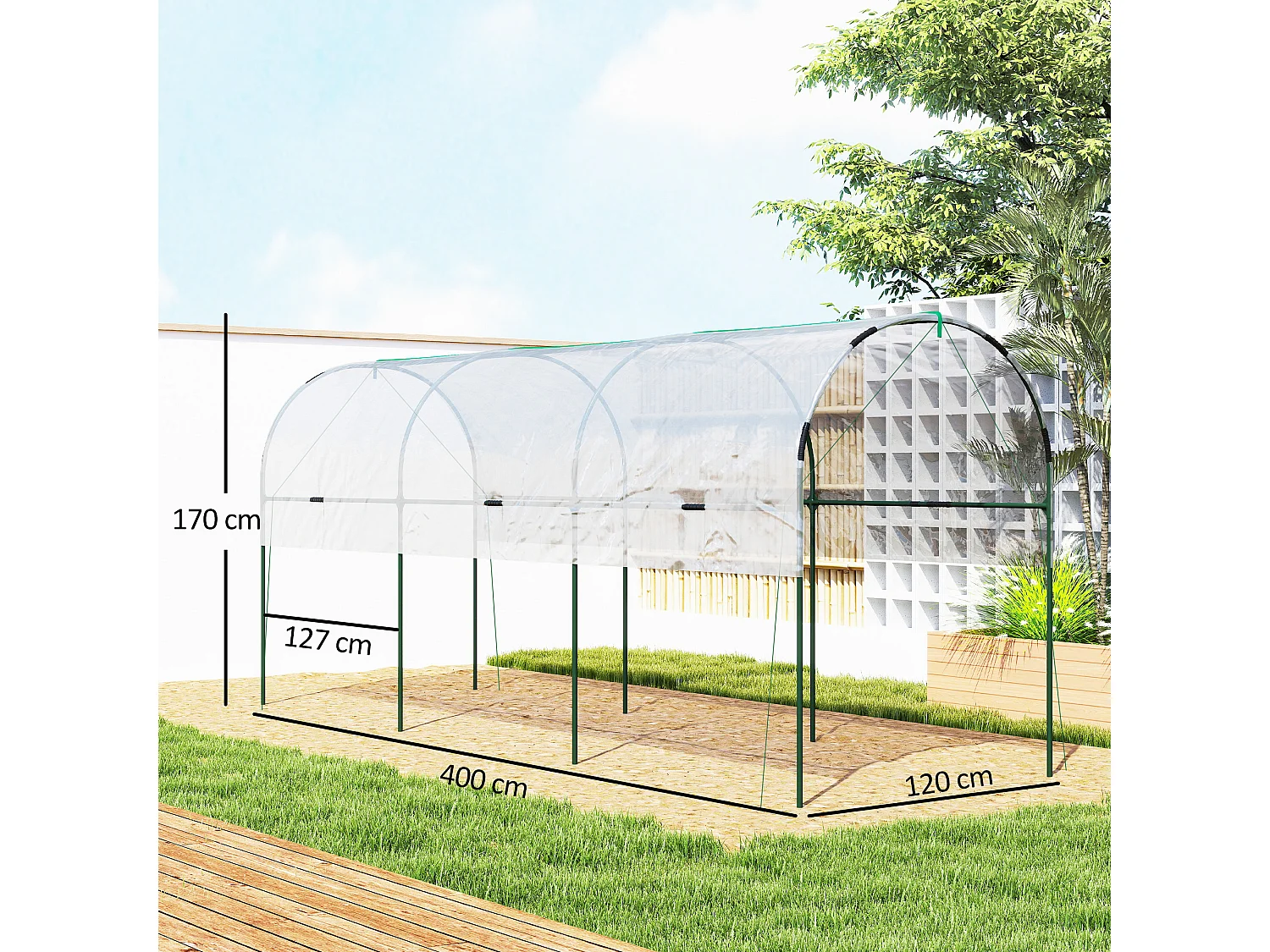 Outsunny Tomato Greenhouse with Top Tap, Pointed Bottom and Guy Ropes, Clear