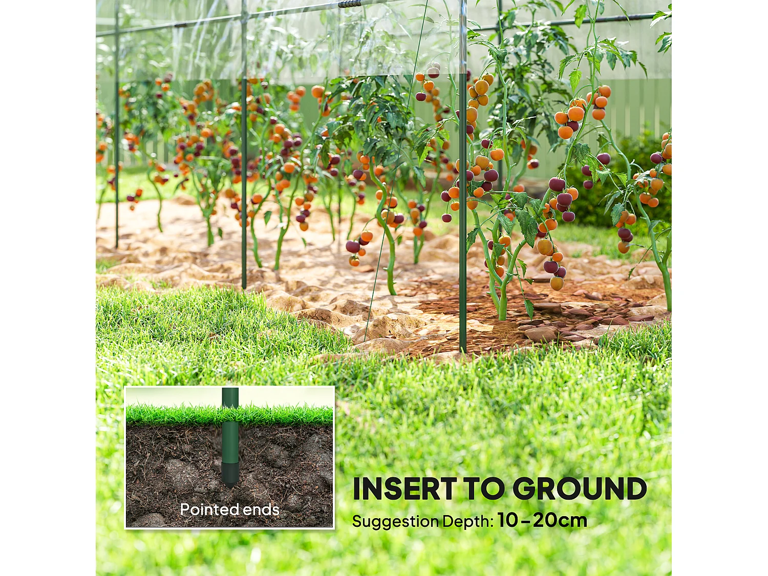 Outsunny Tomato Greenhouse with Top Tap, Pointed Bottom and Guy Ropes, Clear