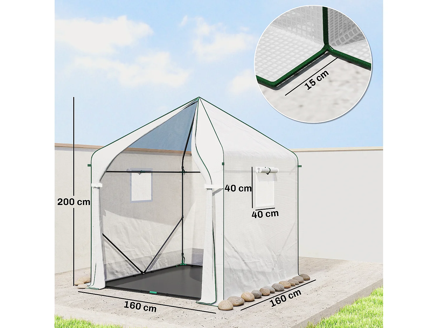 Outsunny Large Plant House with Roll-up Door White