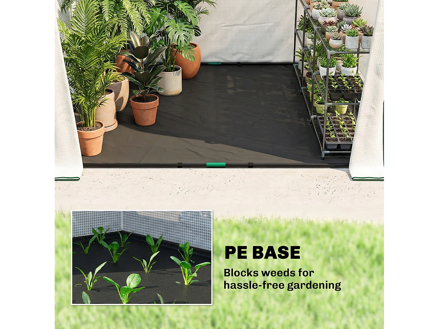 Outsunny Large Plant House with Roll-up Door White