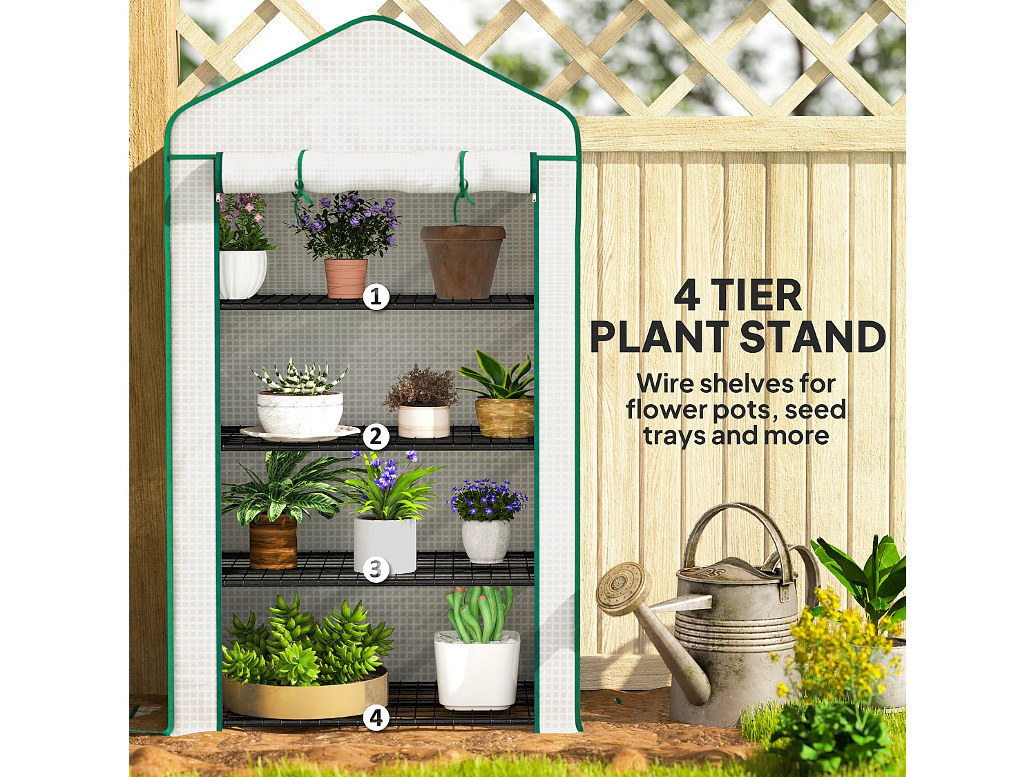 Outsunny 90 x 49 x 160cm Portable Mini Greenhouse with Shelves, White