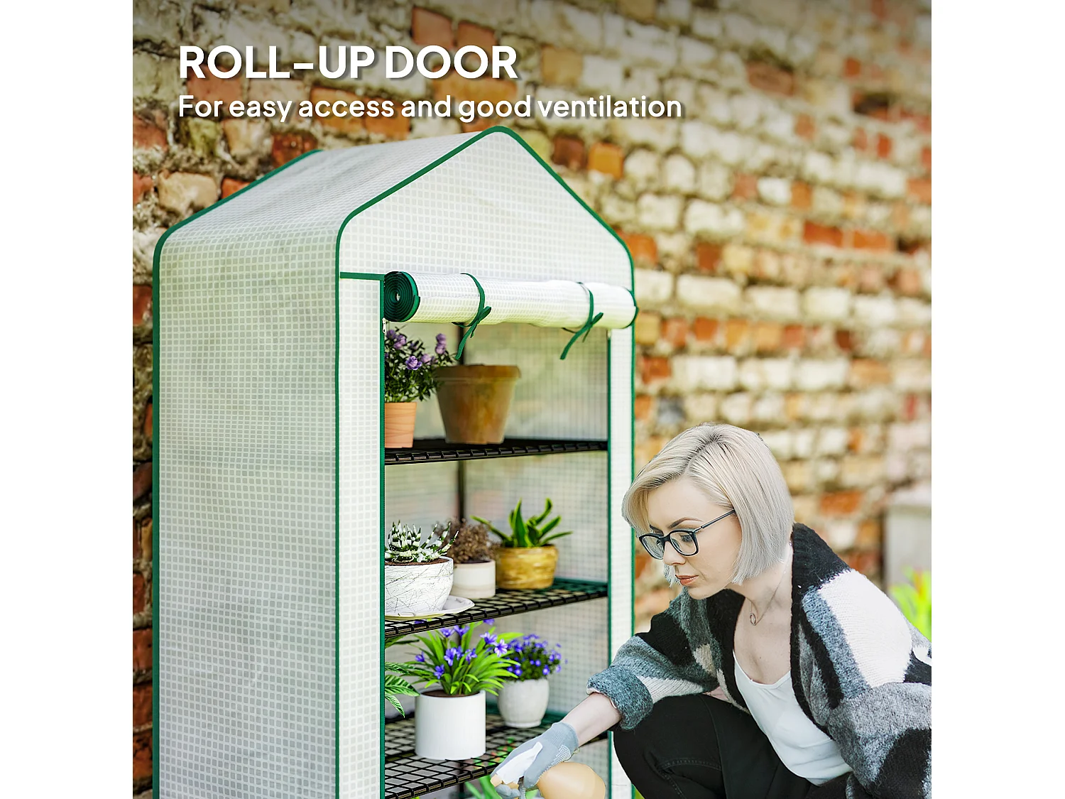 Outsunny 90 x 49 x 160cm Portable Mini Greenhouse with Shelves, White