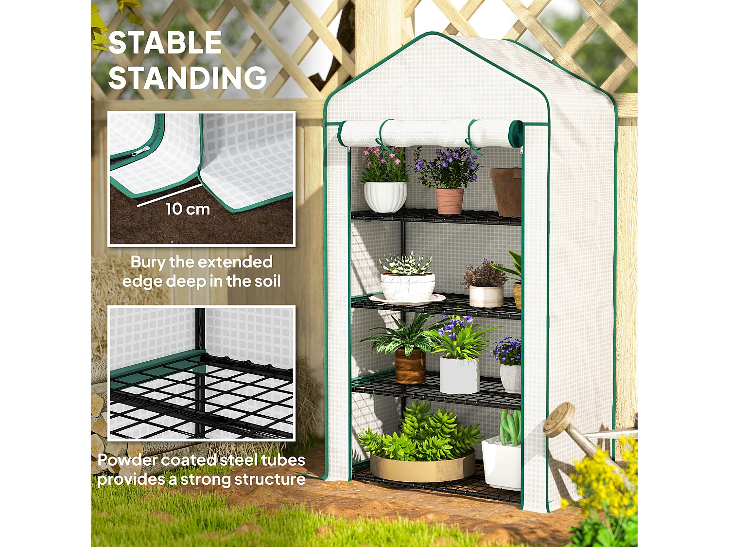 Outsunny 90 x 49 x 160cm Portable Mini Greenhouse with Shelves, White