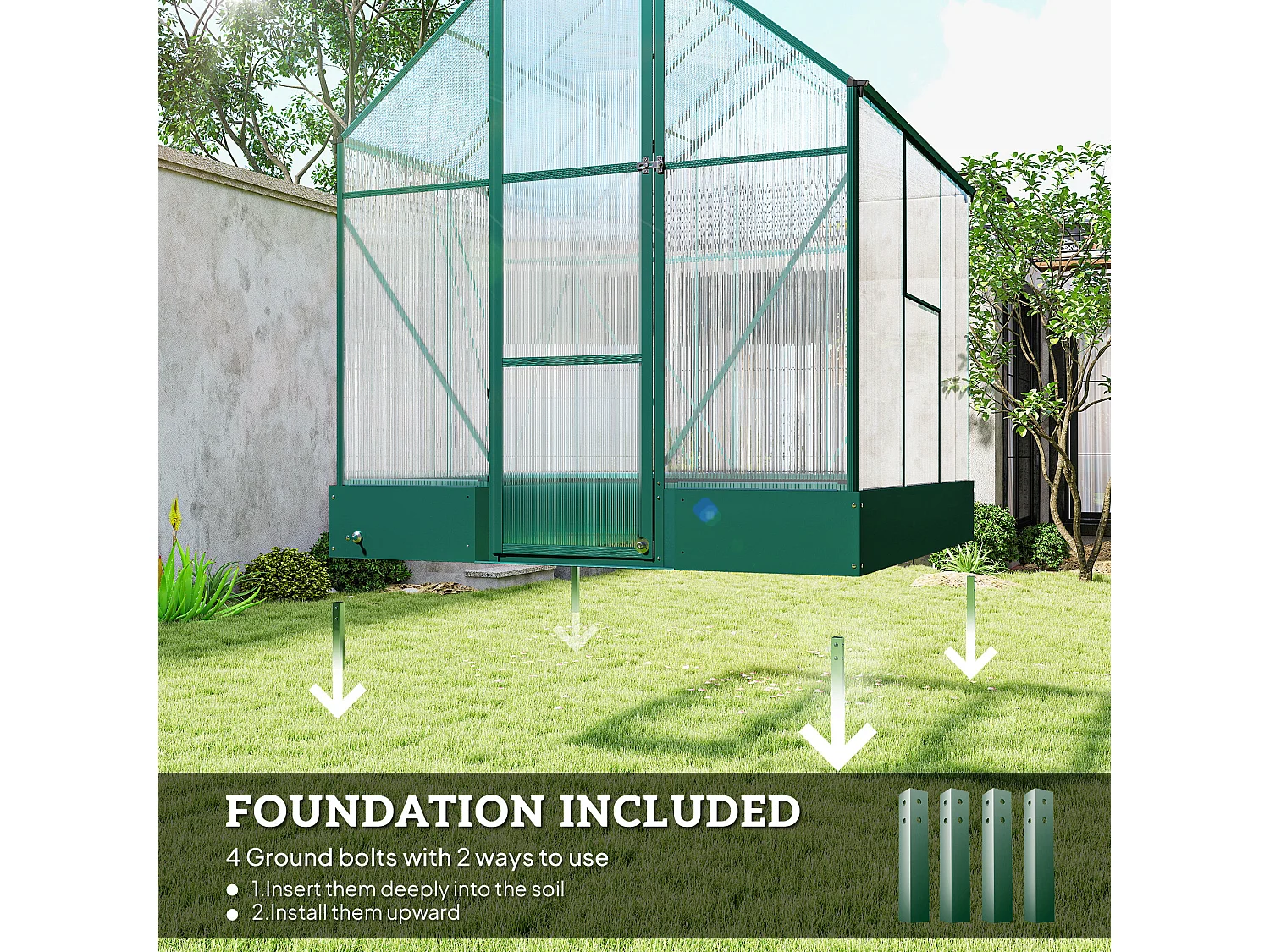 Outsunny Walk-in Greenhouse Garden Polycarbonate Aluminium w/ Smart Window 6x6ft