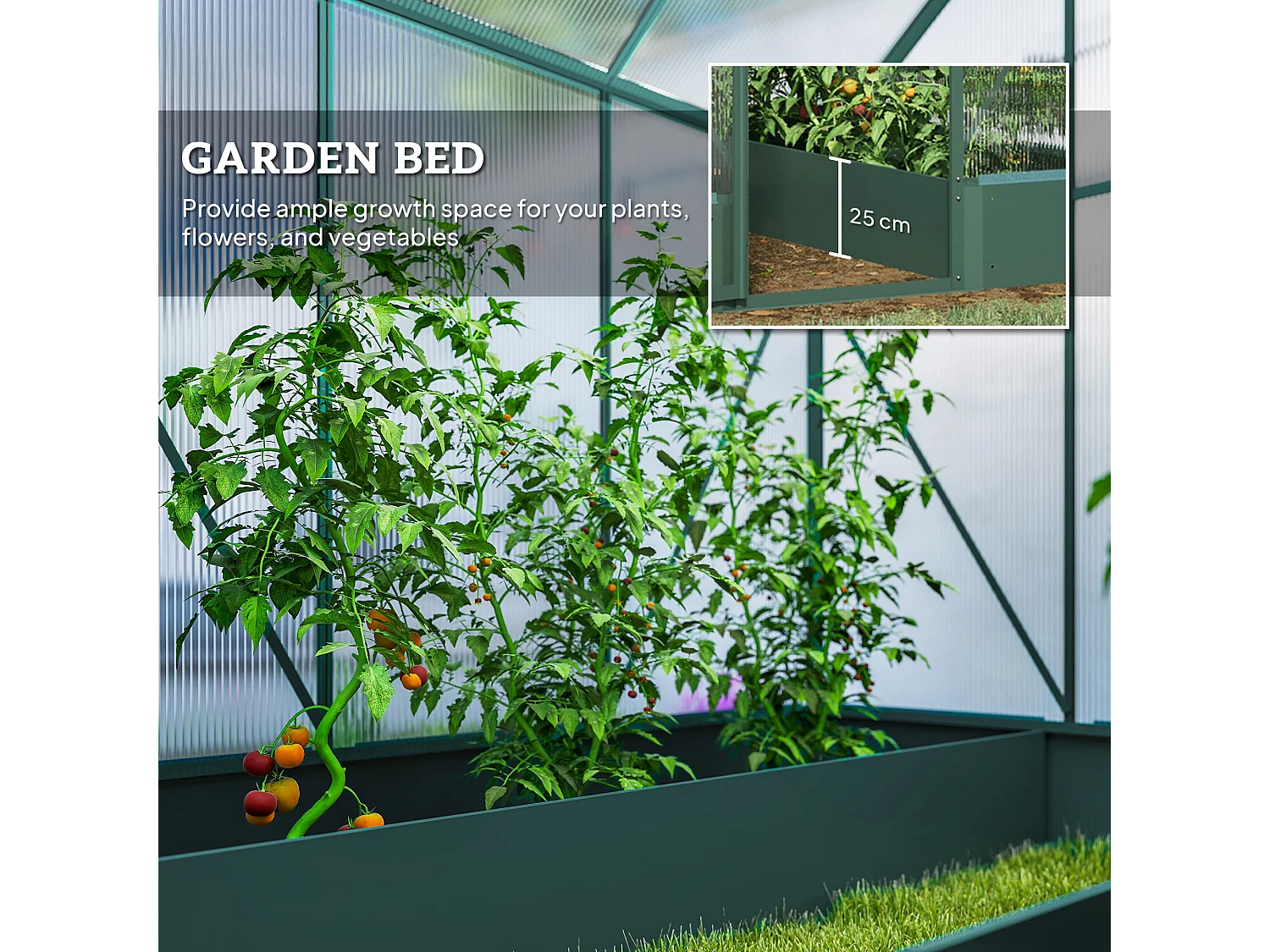 Outsunny Walk-in Greenhouse Garden Polycarbonate Aluminium w/ Smart Window 6x6ft