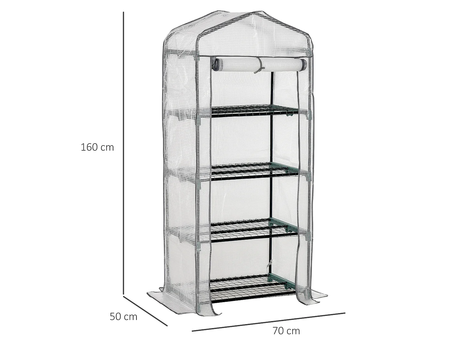 Outsunny Portable 4-Tier Mini Greenhouse Plant Grow House Shed w/ Cover