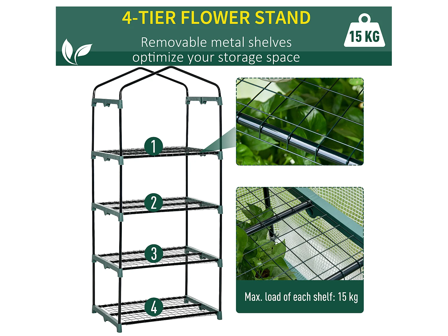 Outsunny Portable 4-Tier Mini Greenhouse Plant Grow House Shed w/ Cover