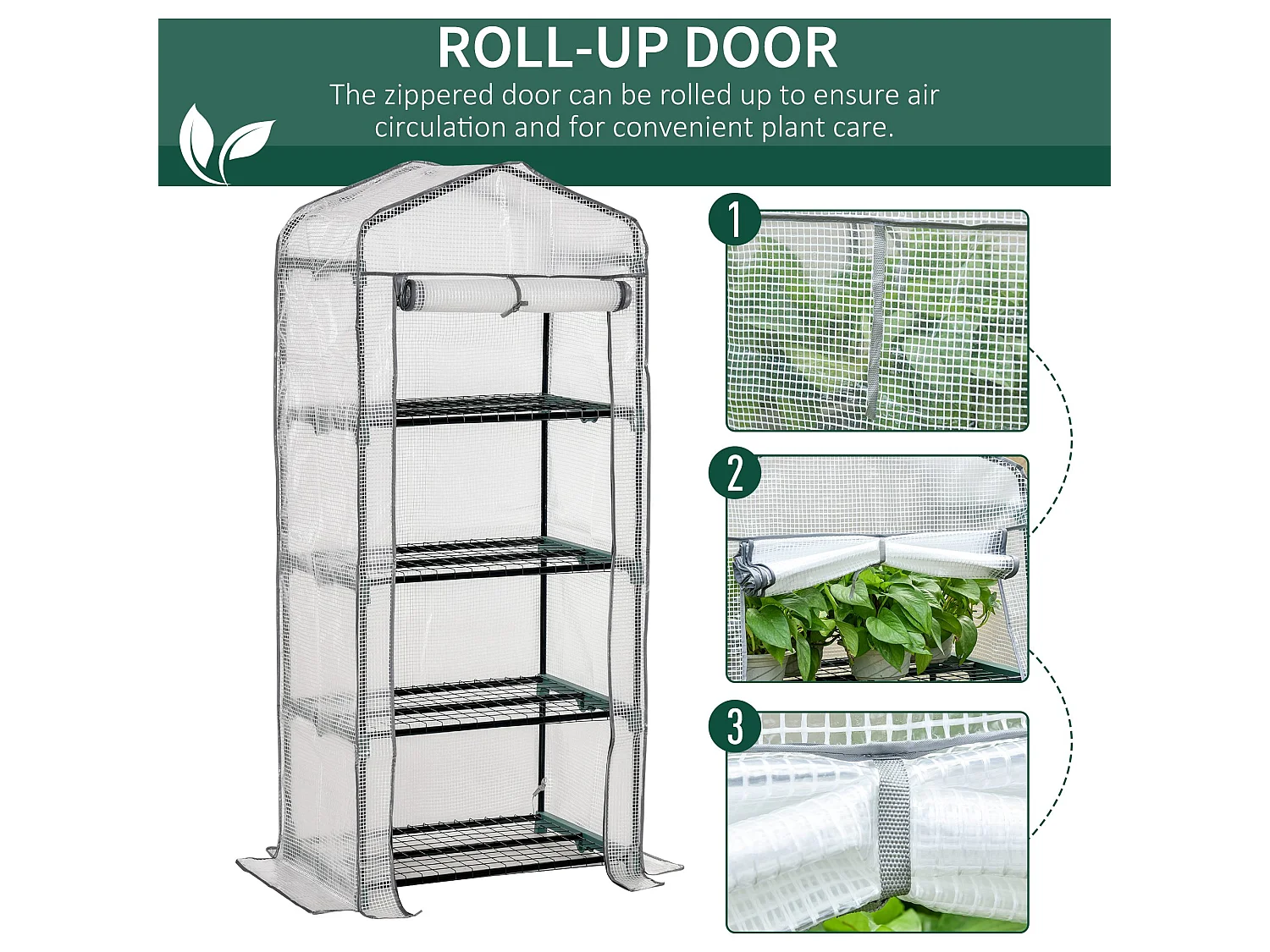 Outsunny Portable 4-Tier Mini Greenhouse Plant Grow House Shed w/ Cover