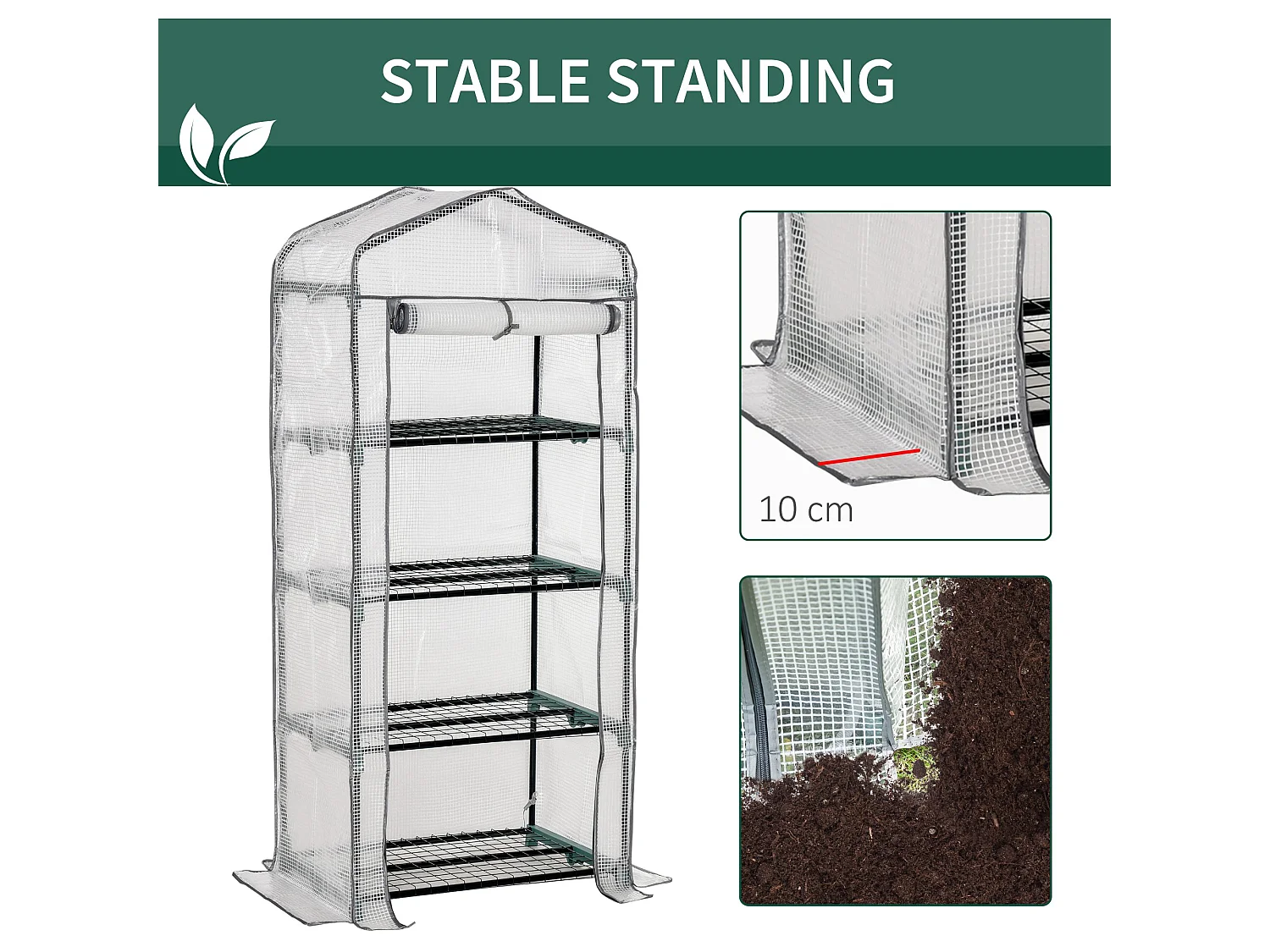 Outsunny Portable 4-Tier Mini Greenhouse Plant Grow House Shed w/ Cover