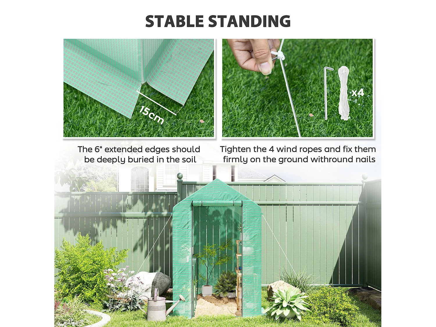 Outsunny Walk in Greenhouse w/Shelves Steeple Grow House 120 x 186 x 190 cm